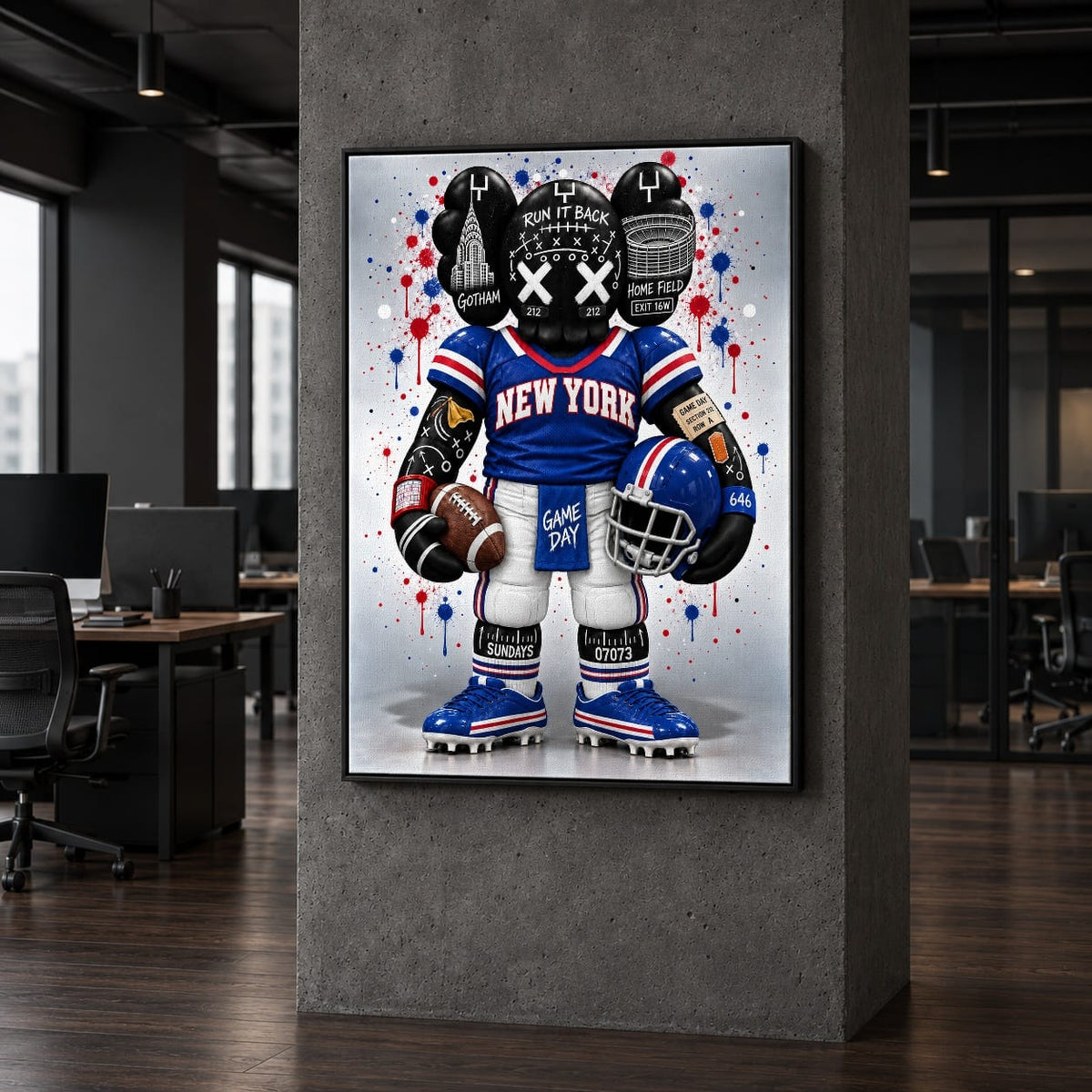 KAWS Style x New York Football – Blue & Red