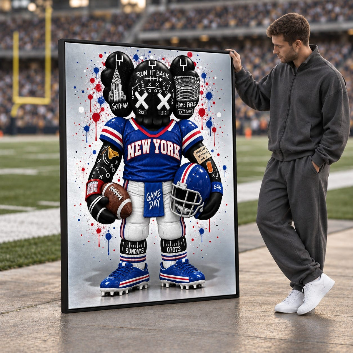 KAWS Style x New York Football – Blue & Red