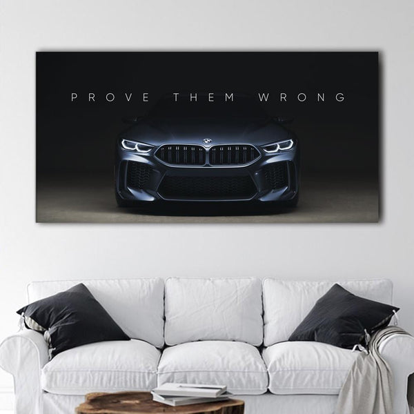 BMW Poster Prove Them Wrong - Framed Canvas Wall Art