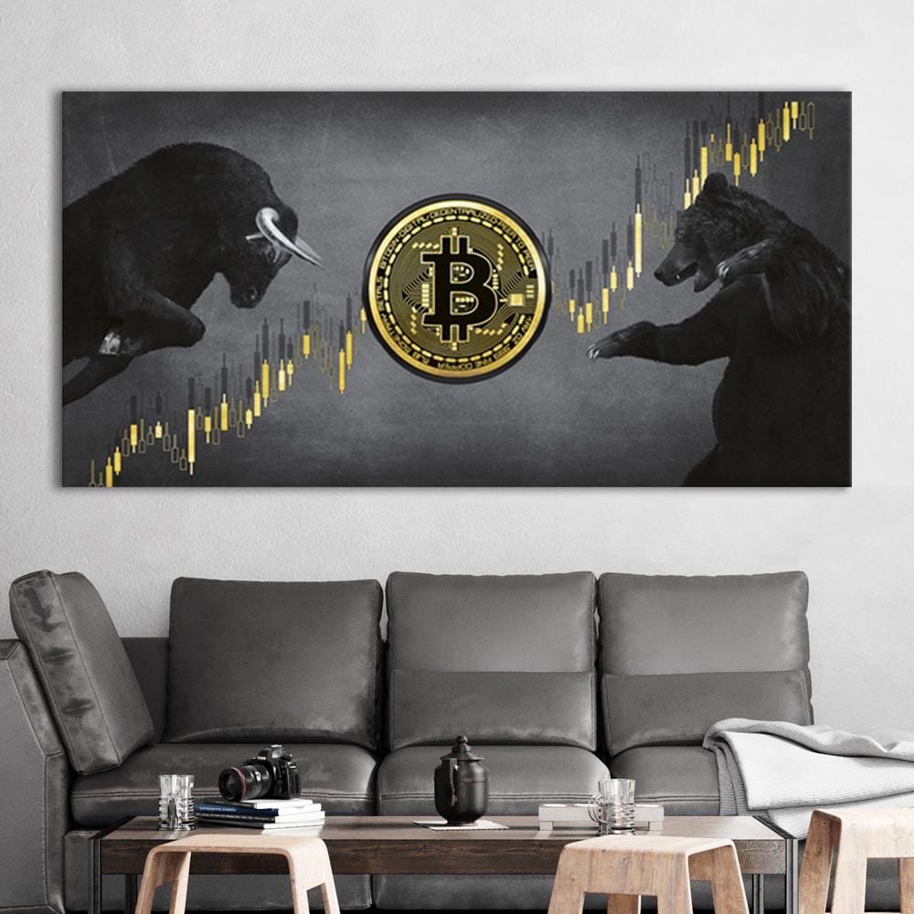 Bitcoin Bull vs Bear Canvas