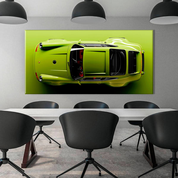 Affiche verte de voiture de sport Porsche 911 | Affiche d'art