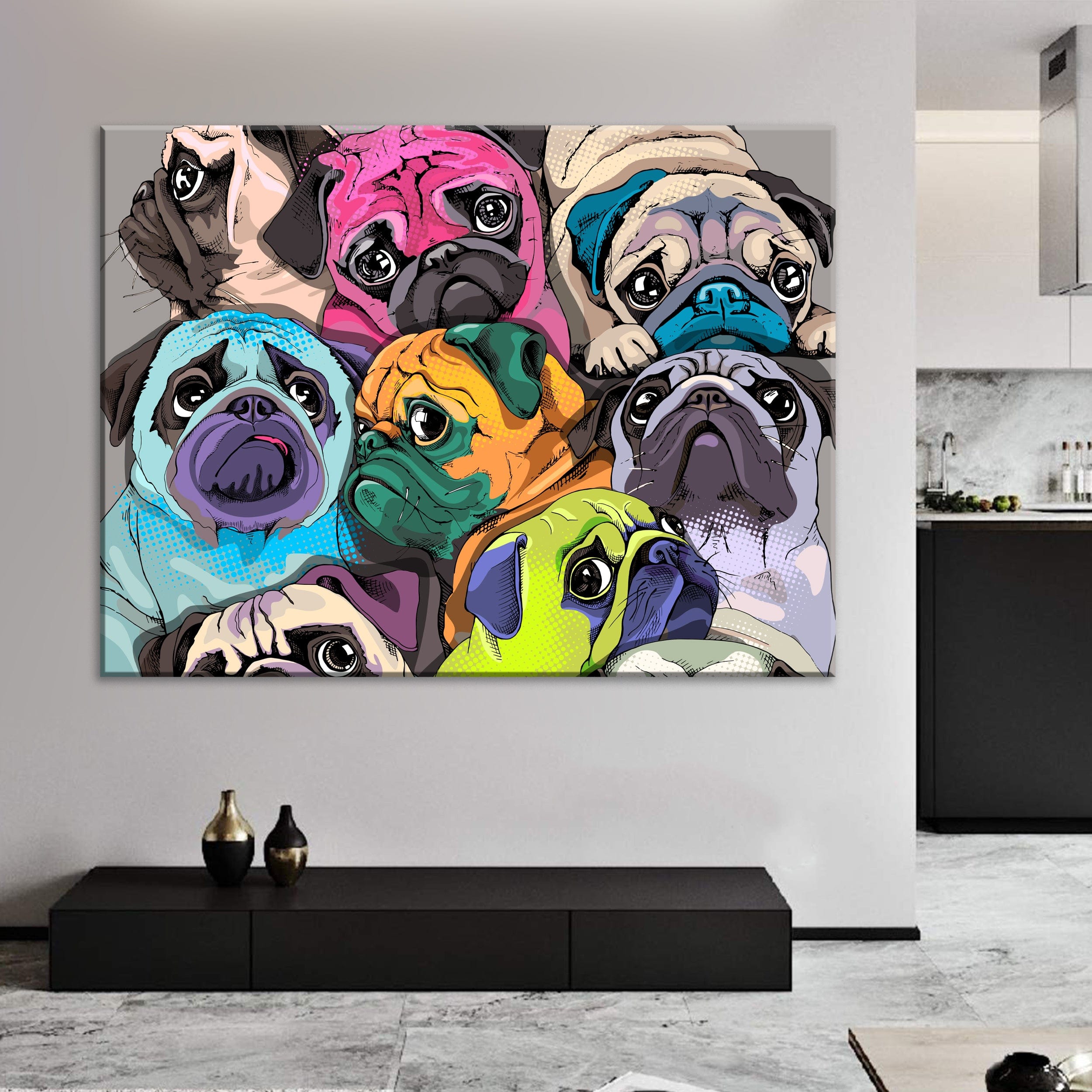 Tableau toile carlins colorés