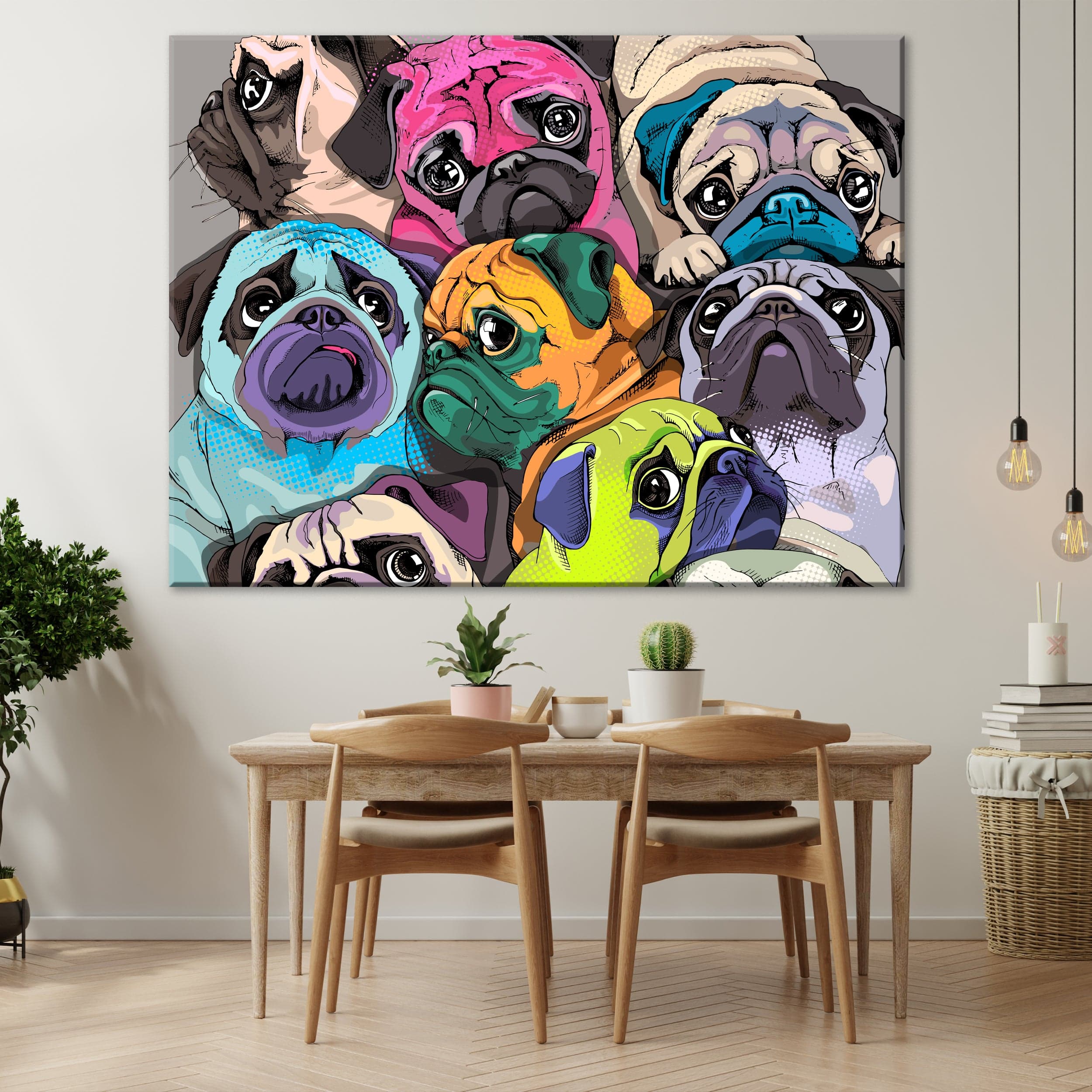 Tableau toile carlins colorés