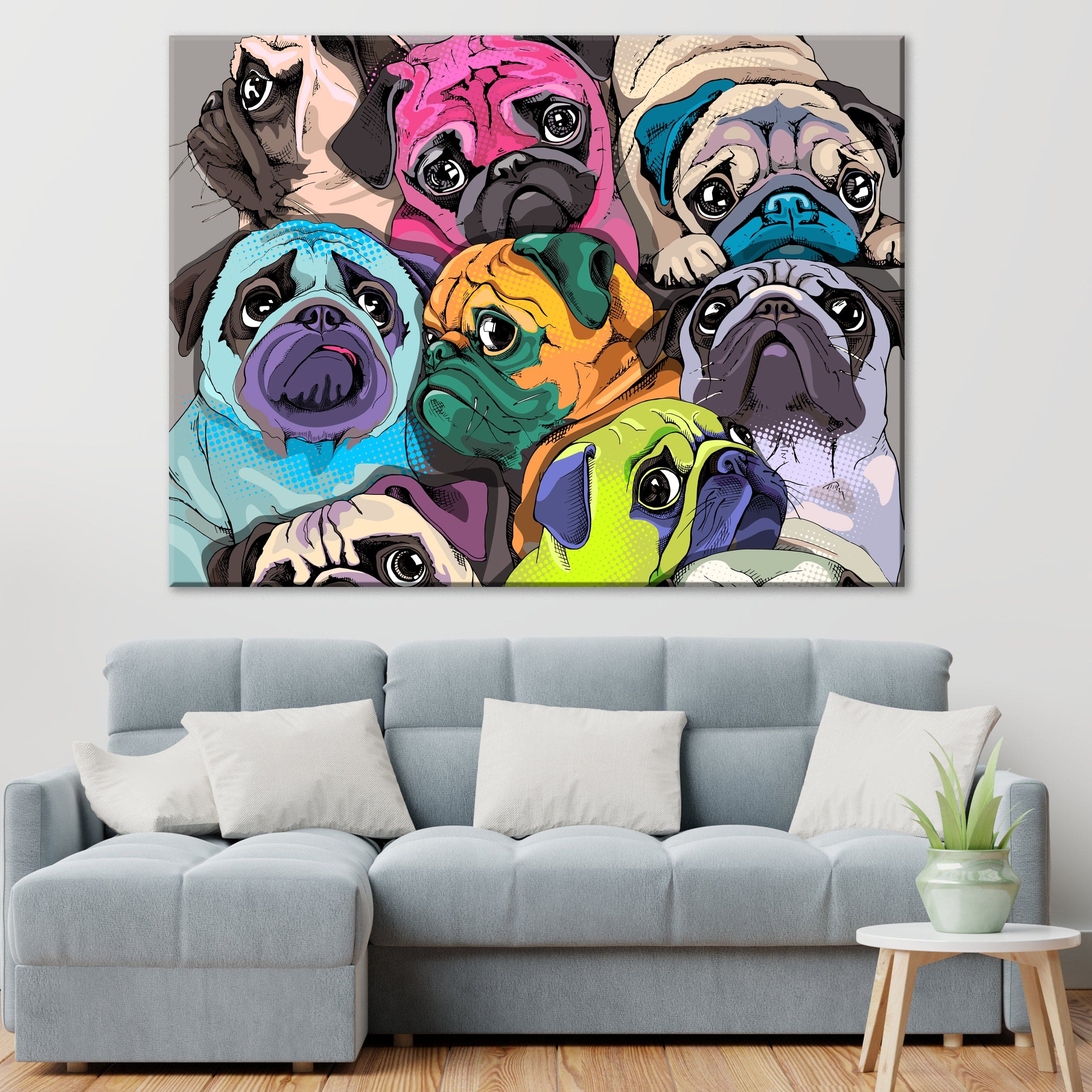 Tableau toile carlins colorés