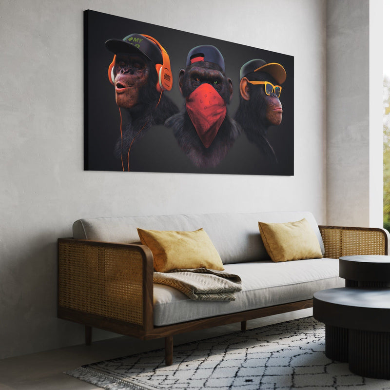 3 Wise Swag Monkey Canvas