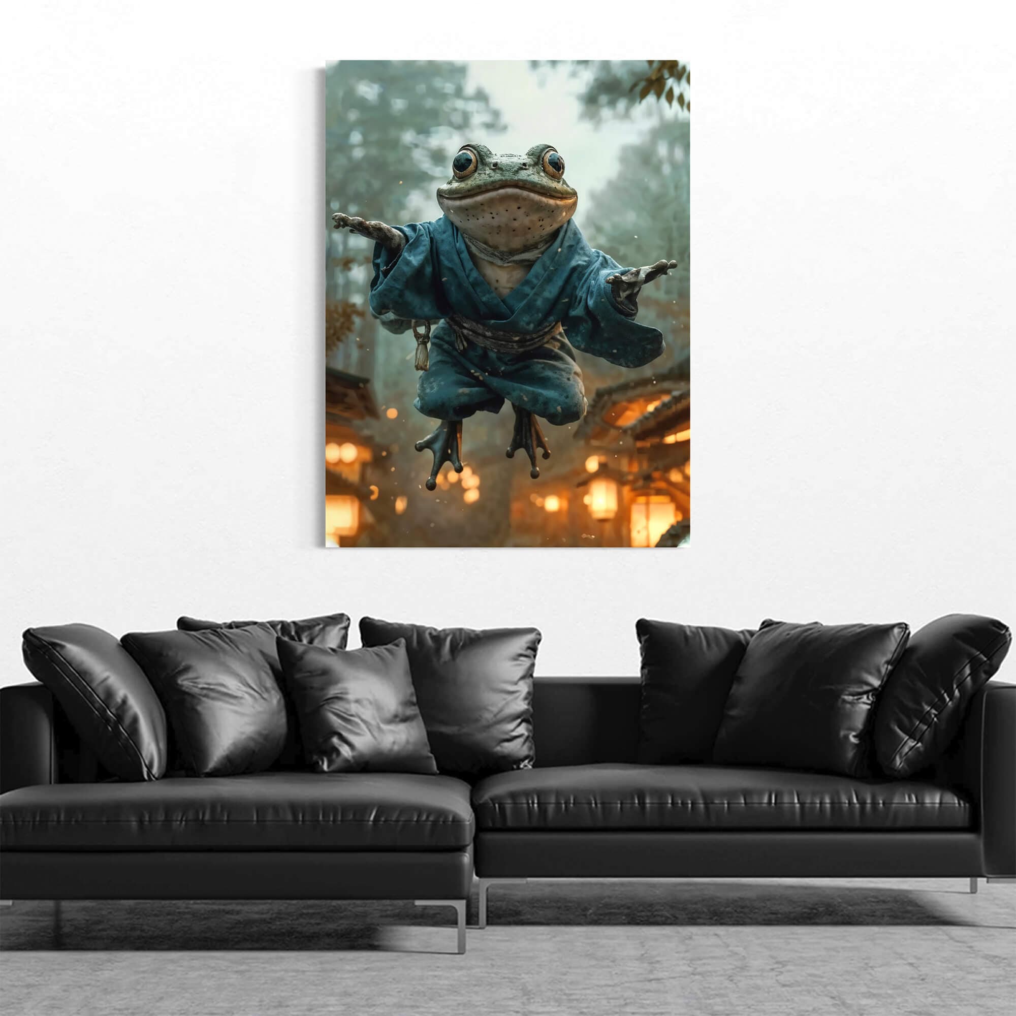 Anime Samurai Frog Wall Art - Japanese Fantasy Canvas Print for Home & Office Decor