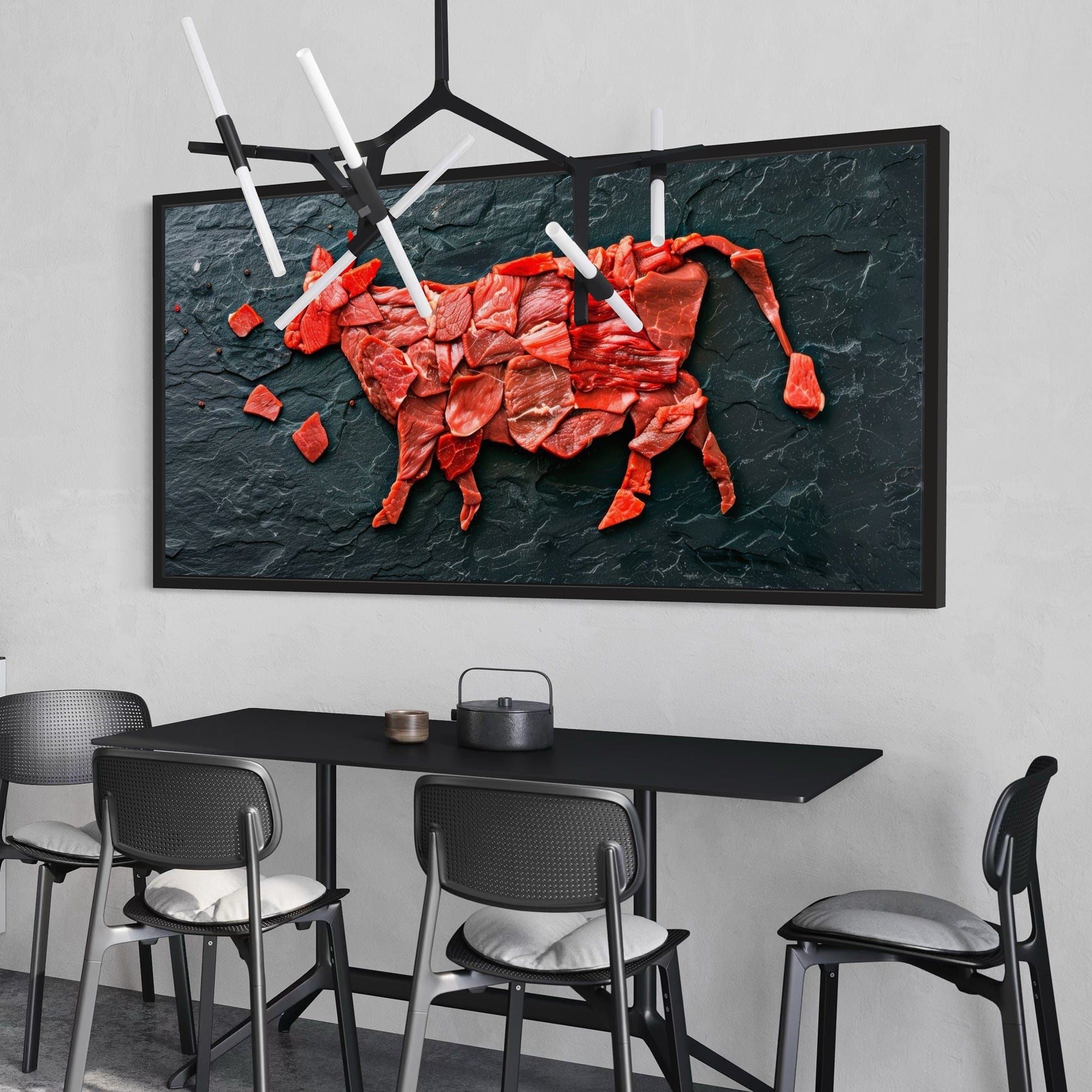Meat lover kitchen wall art on slate background