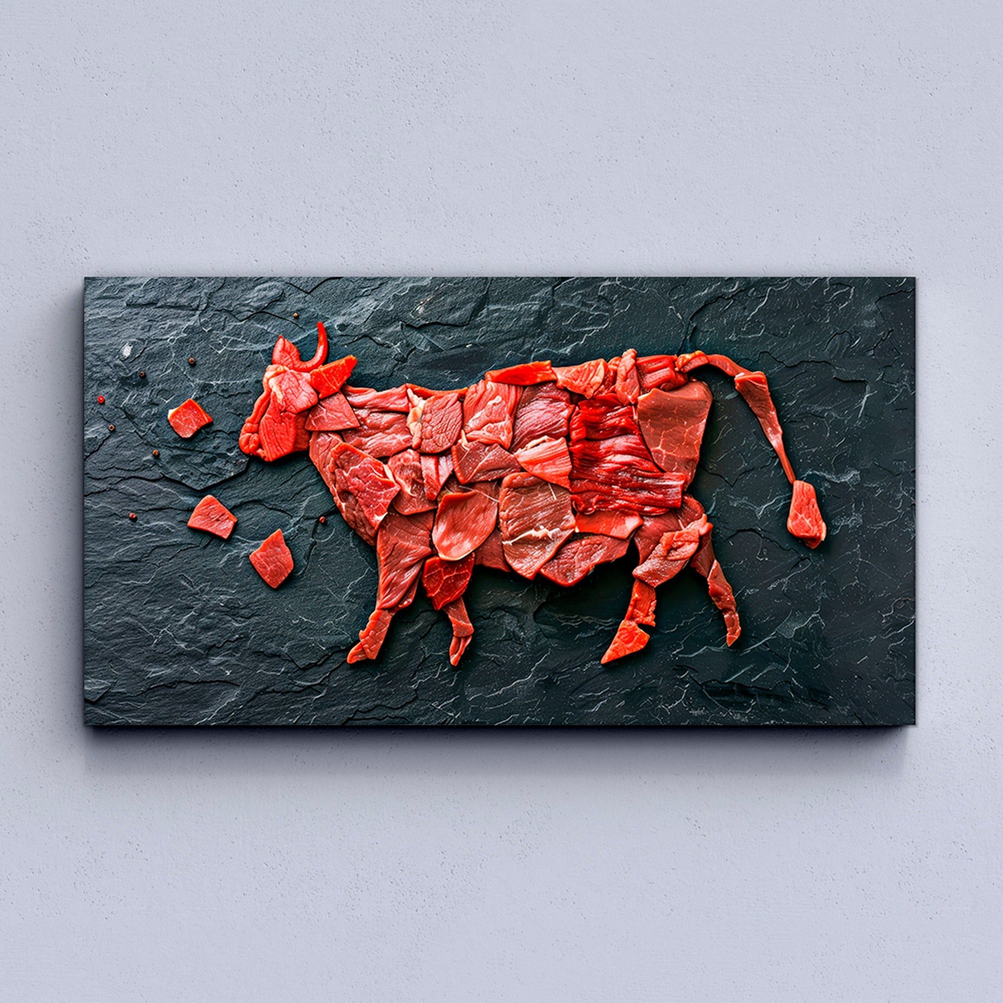 Steakhouse decor red beef cuts canvas