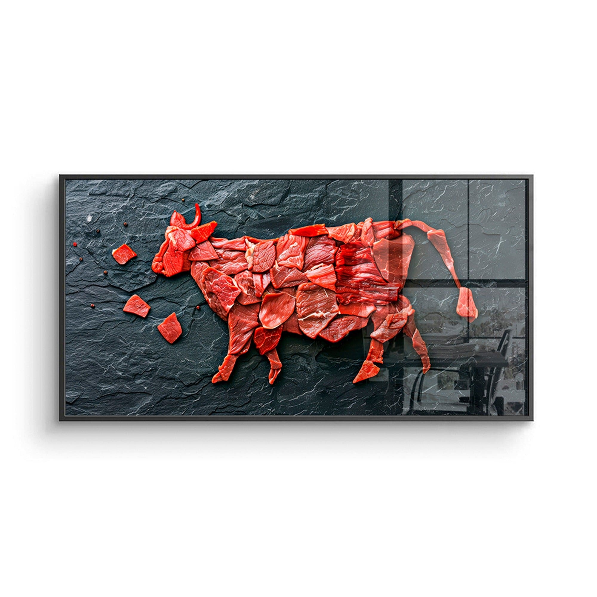 Red meat pieces forming cow poster