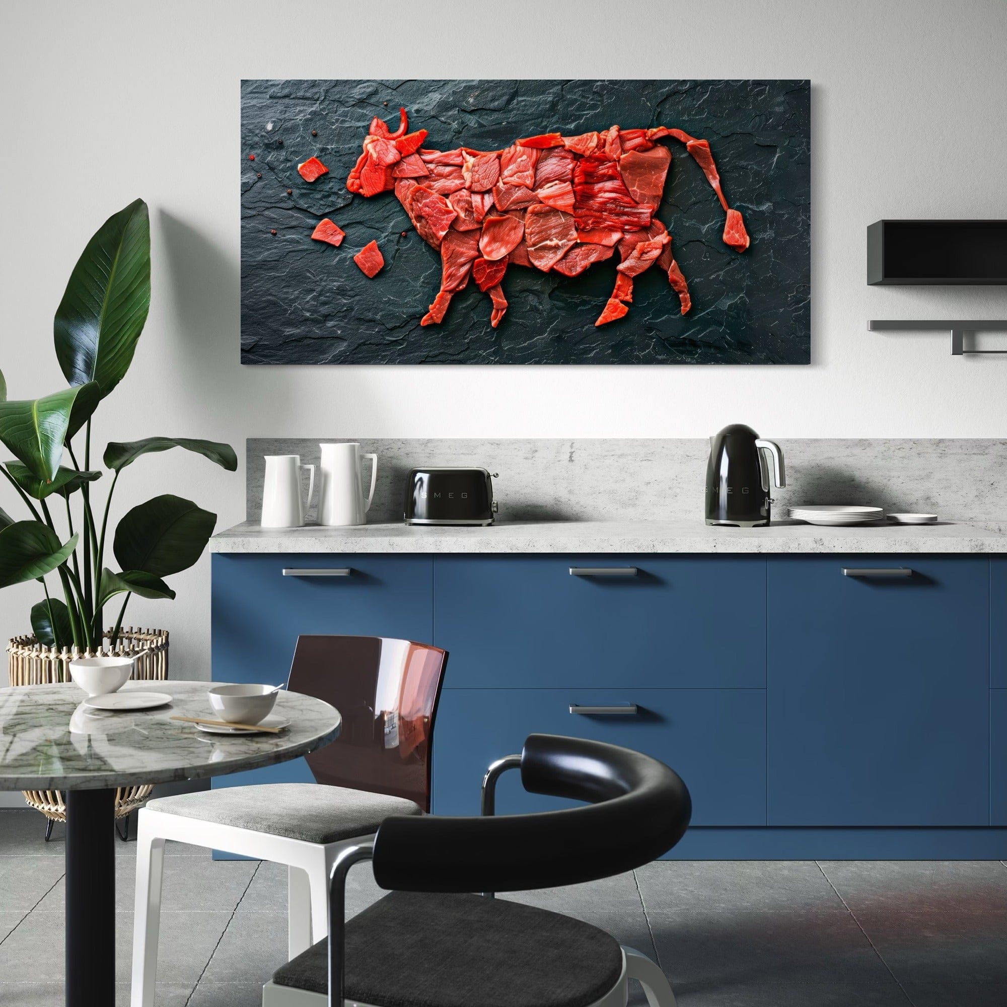 Artistic butcher chart cow shape wall poster