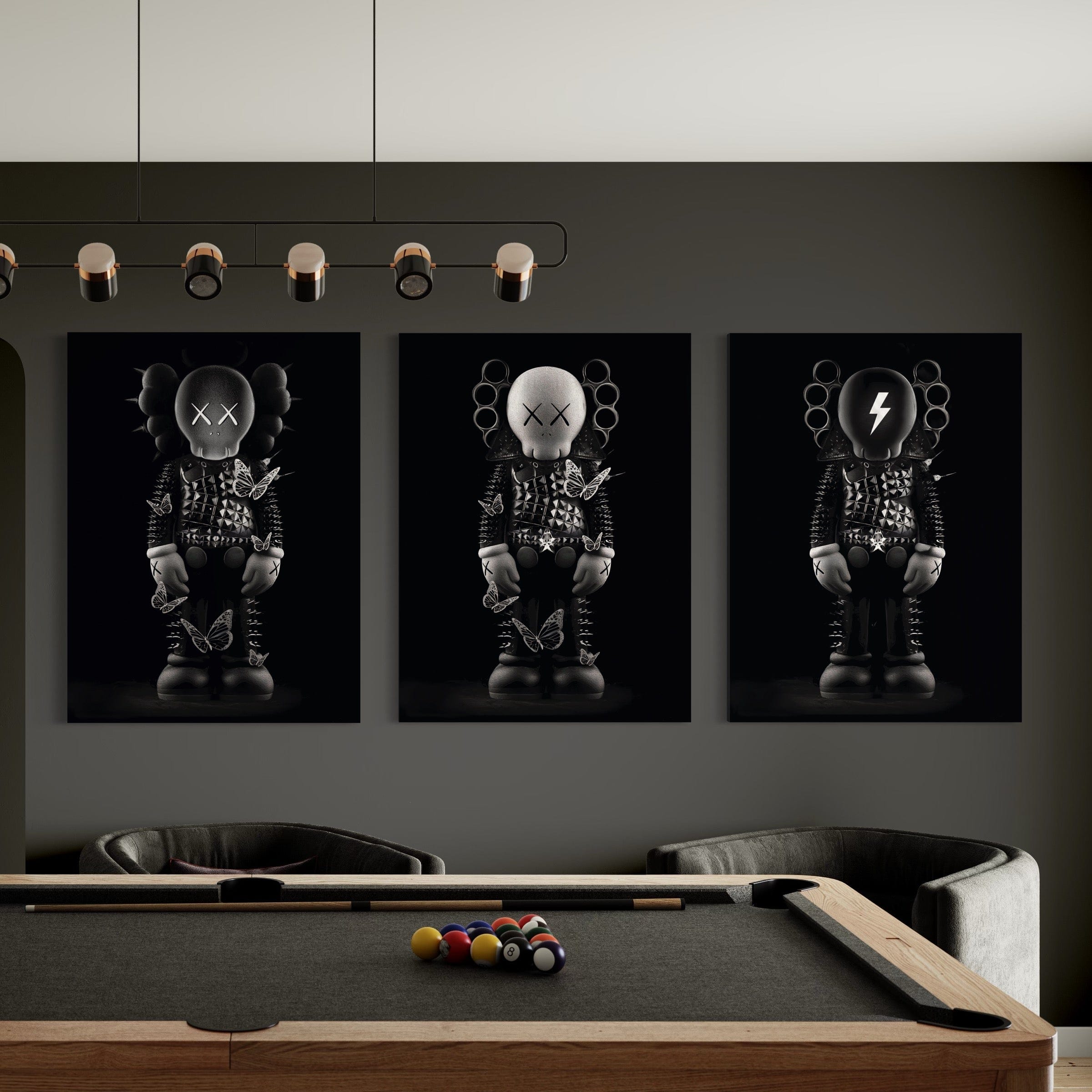 Kaws 3 Piece Canvas Print Ver 2