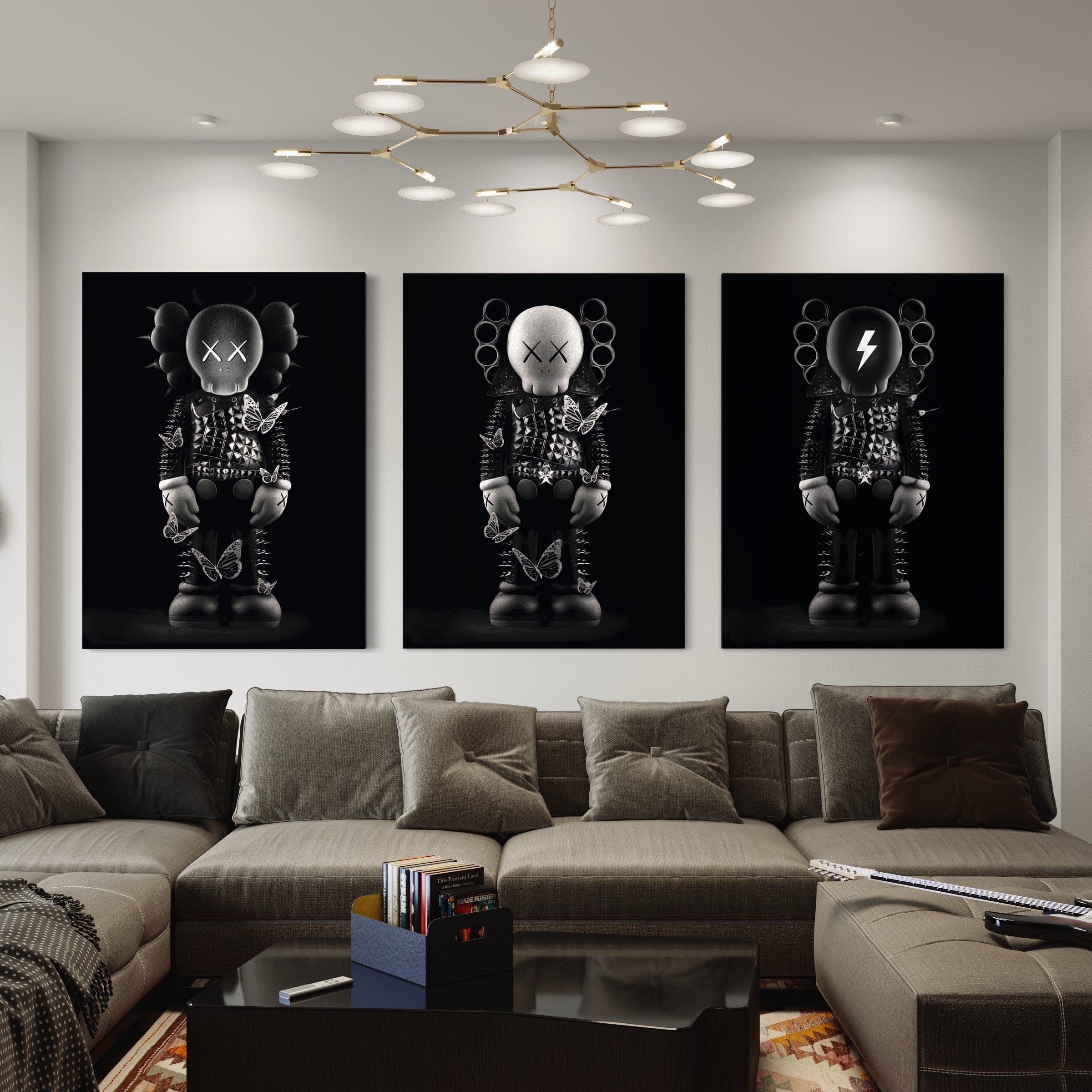 Kaws 3 Piece Canvas Print Ver 2