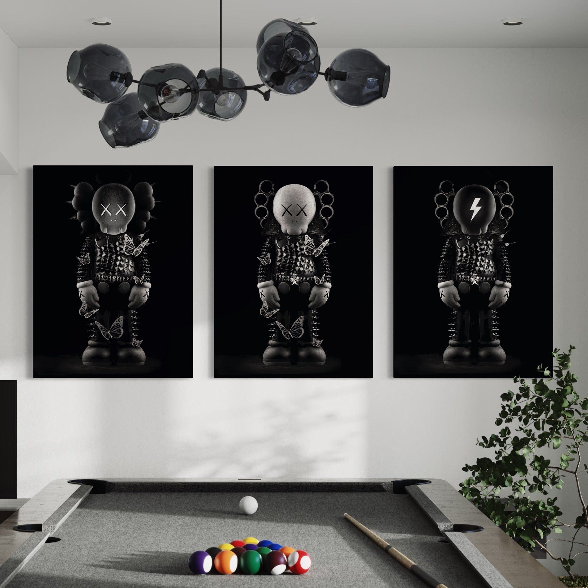 Kaws 3 Piece Canvas Print Ver 2