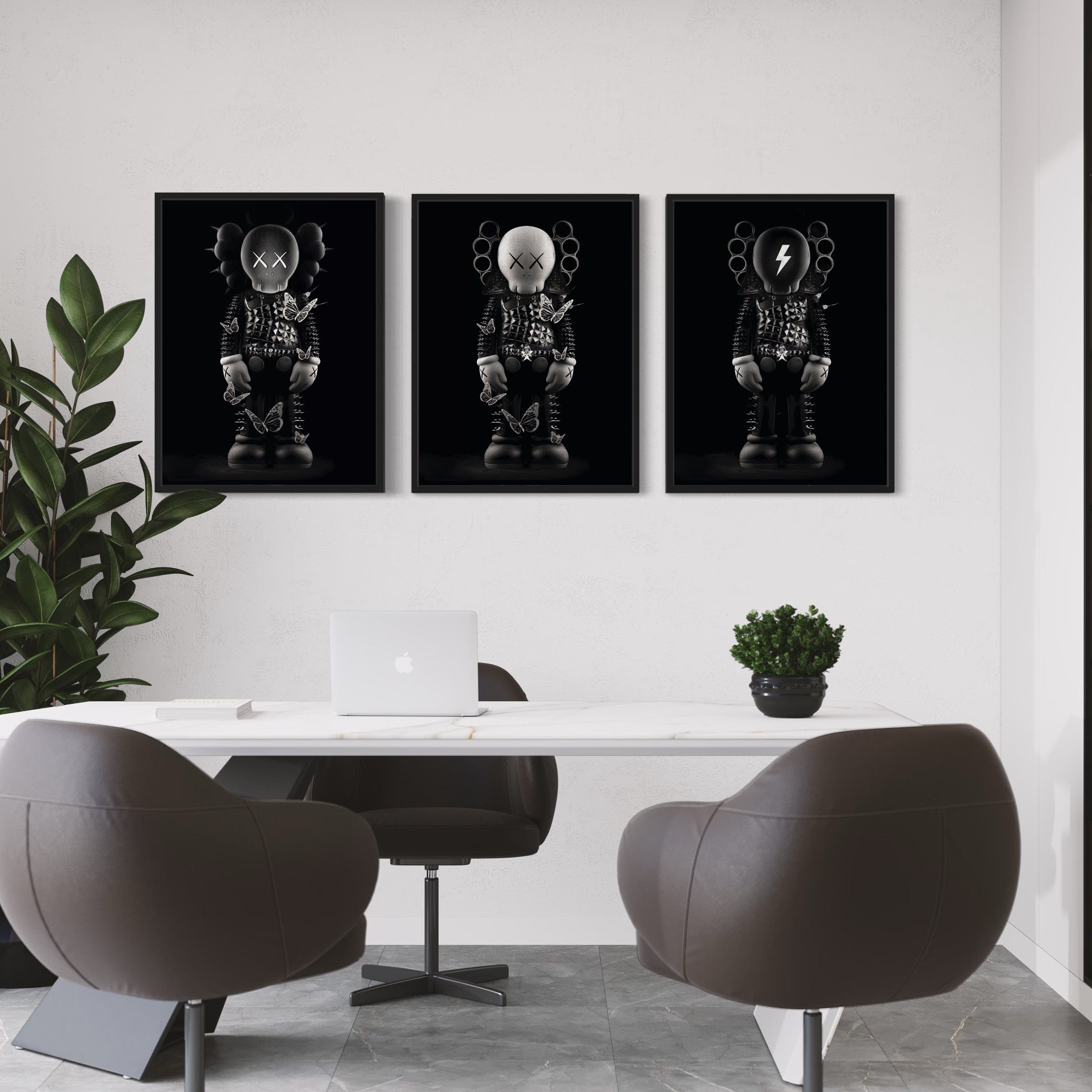 Kaws 3 Piece Canvas Print Ver 2