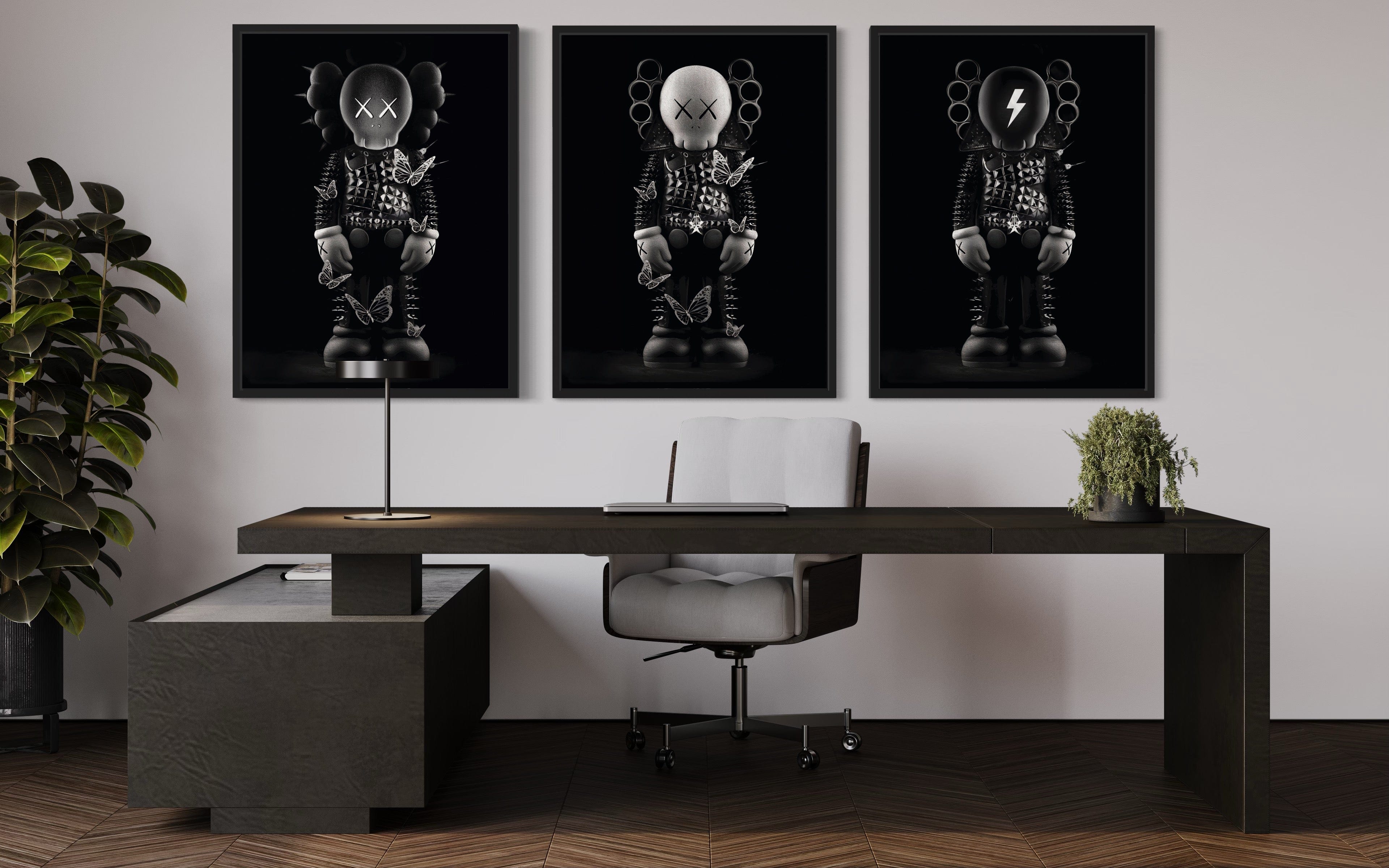 Kaws 3 Piece Canvas Print Ver 2