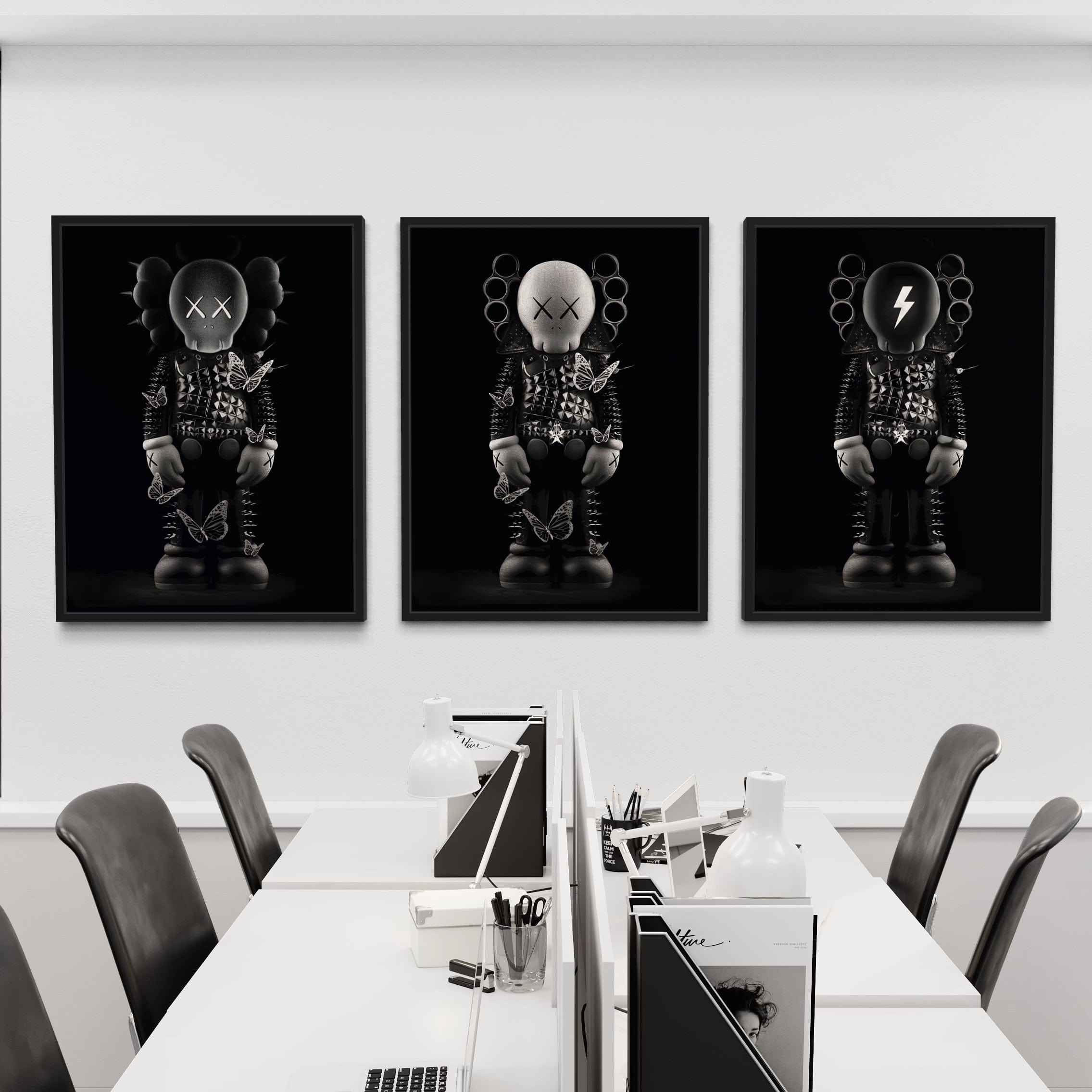 Kaws 3 Piece Canvas Print Ver 2