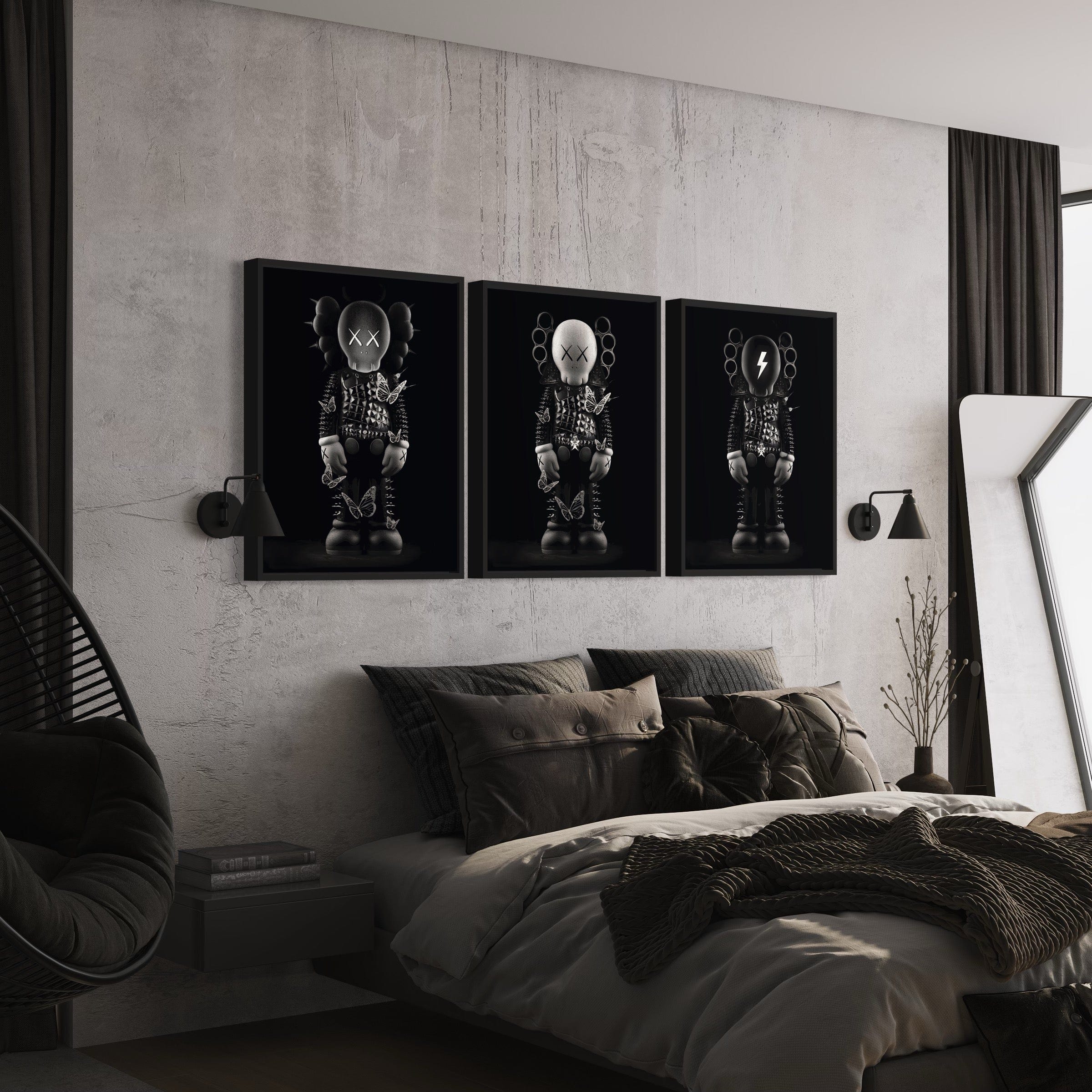 Kaws 3 Piece Canvas Print Ver 2