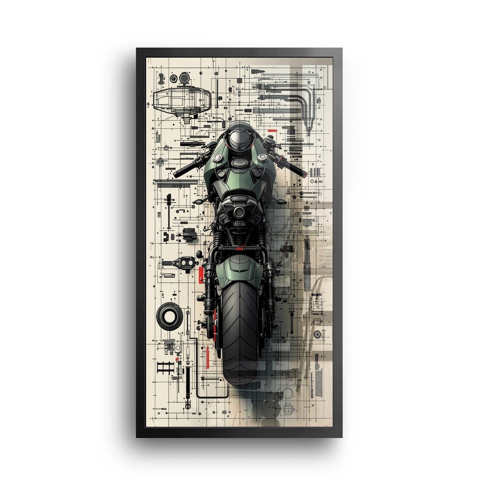 Engineering diagram motorcycle canvas print