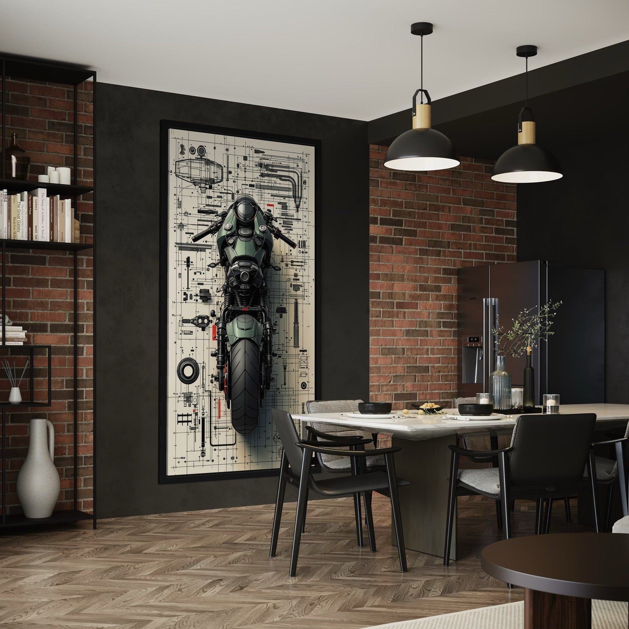 Minimalist engineering blueprint canvas for office