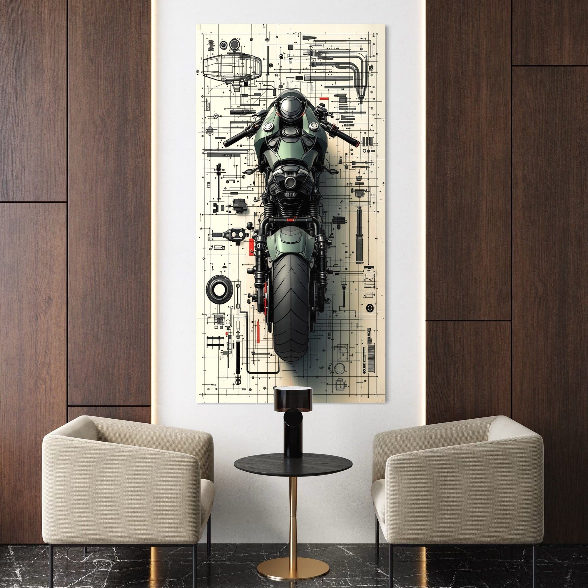 Industrial design art motorcycle top view