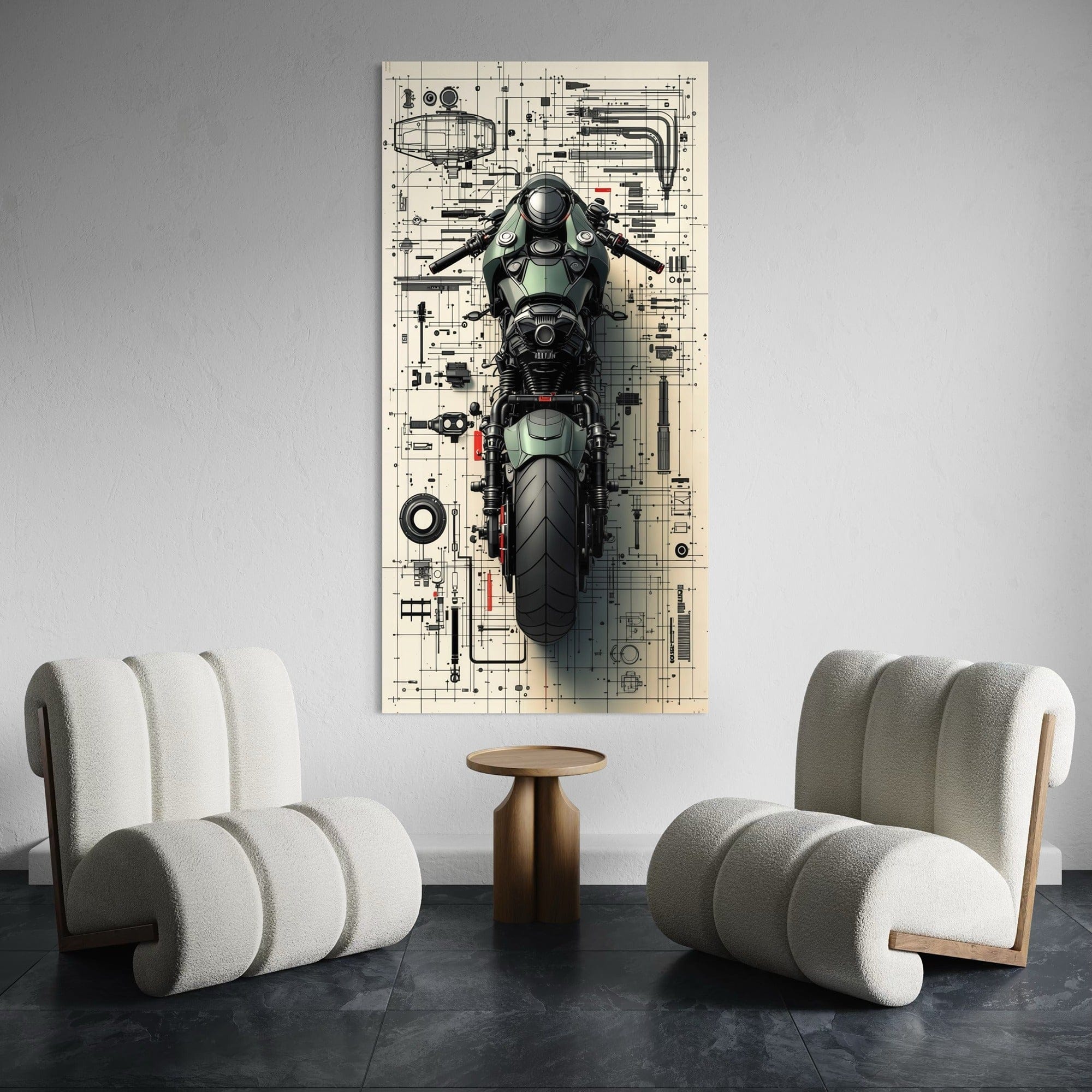 Collector’s motorcycle blueprint canvas print