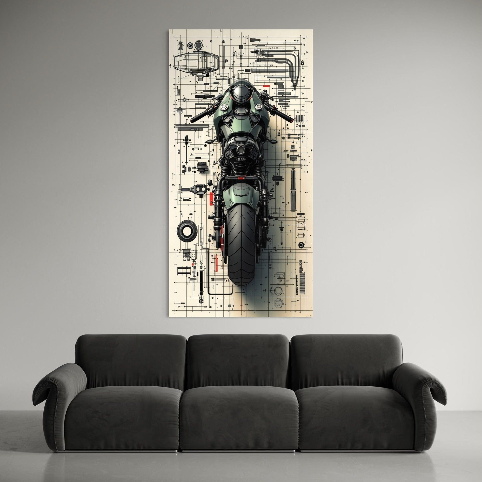 Motorcycle blueprint canvas wall art