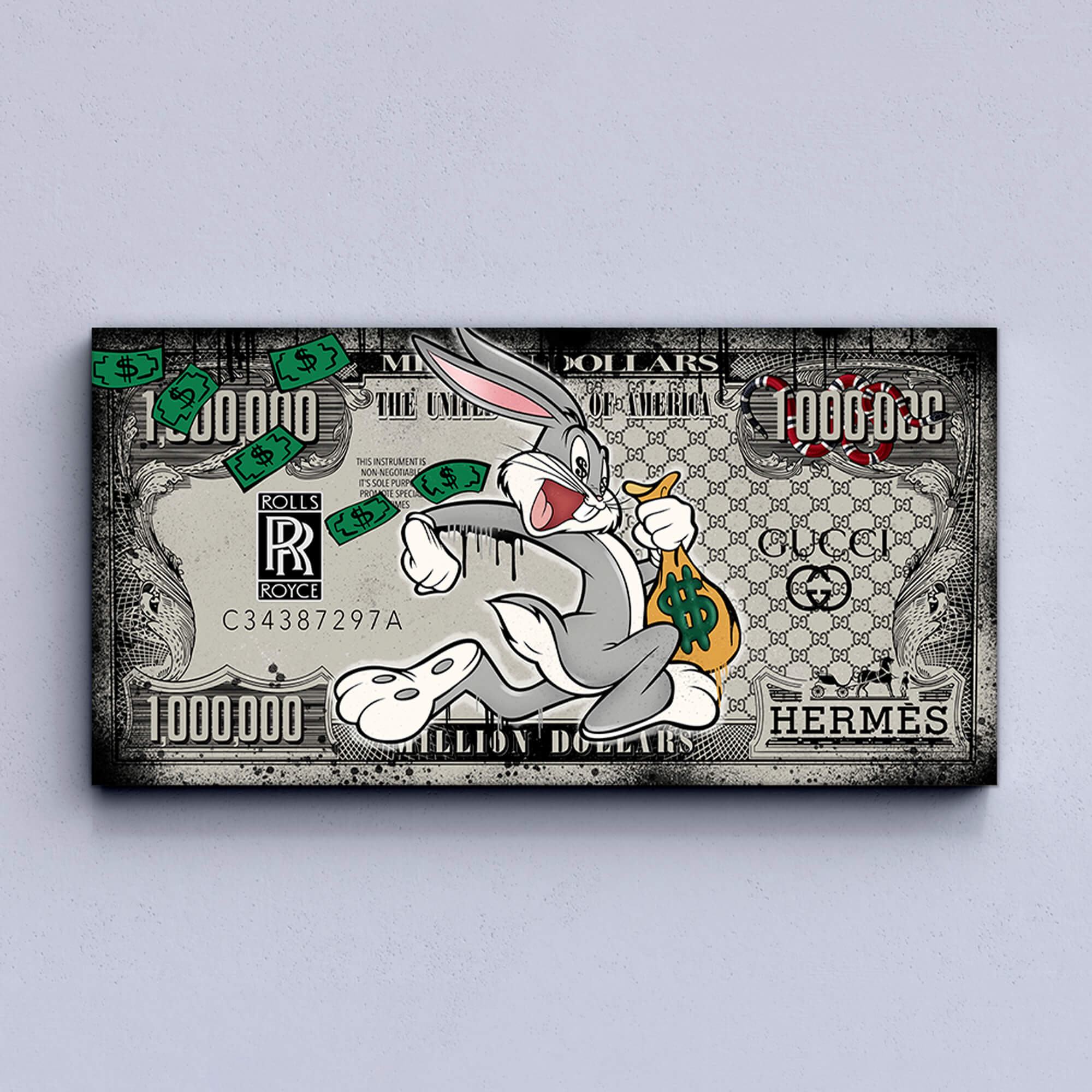 Bugs Bunny Dollar Canvas Print