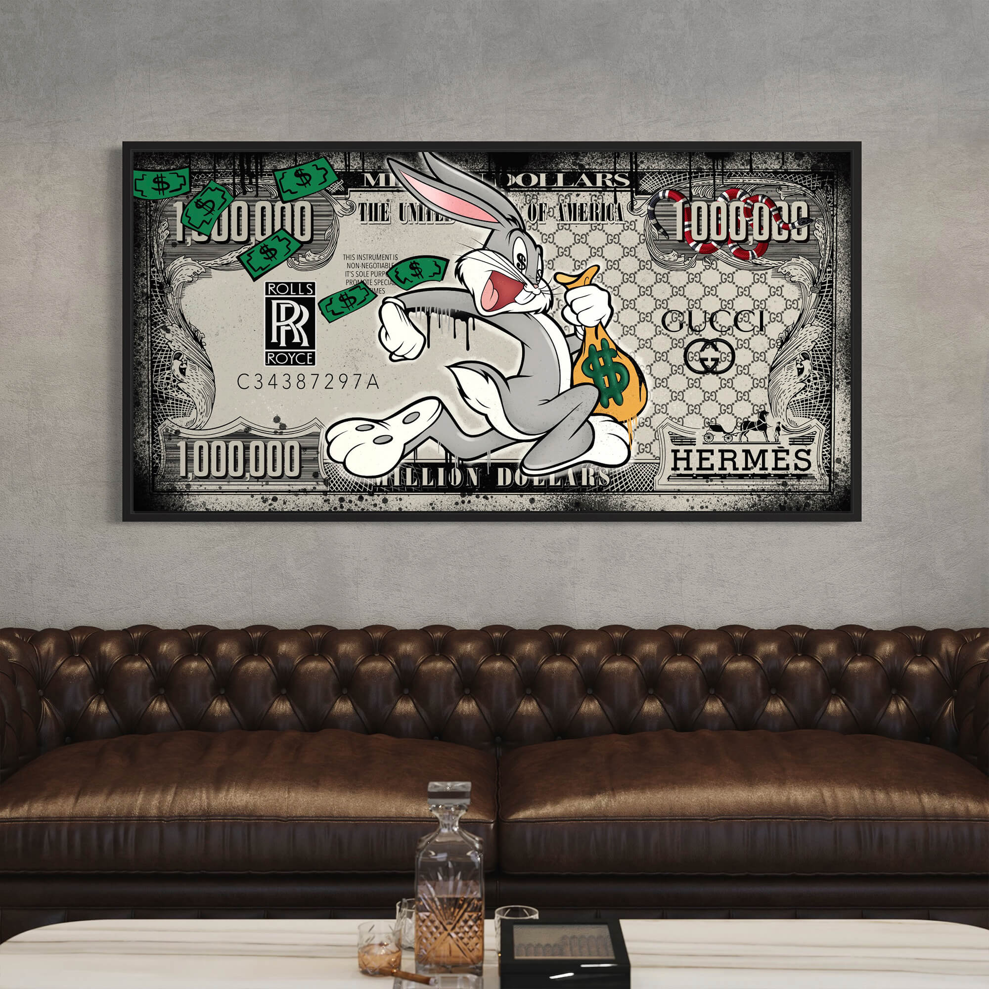 Bugs Bunny Dollar Canvas Print