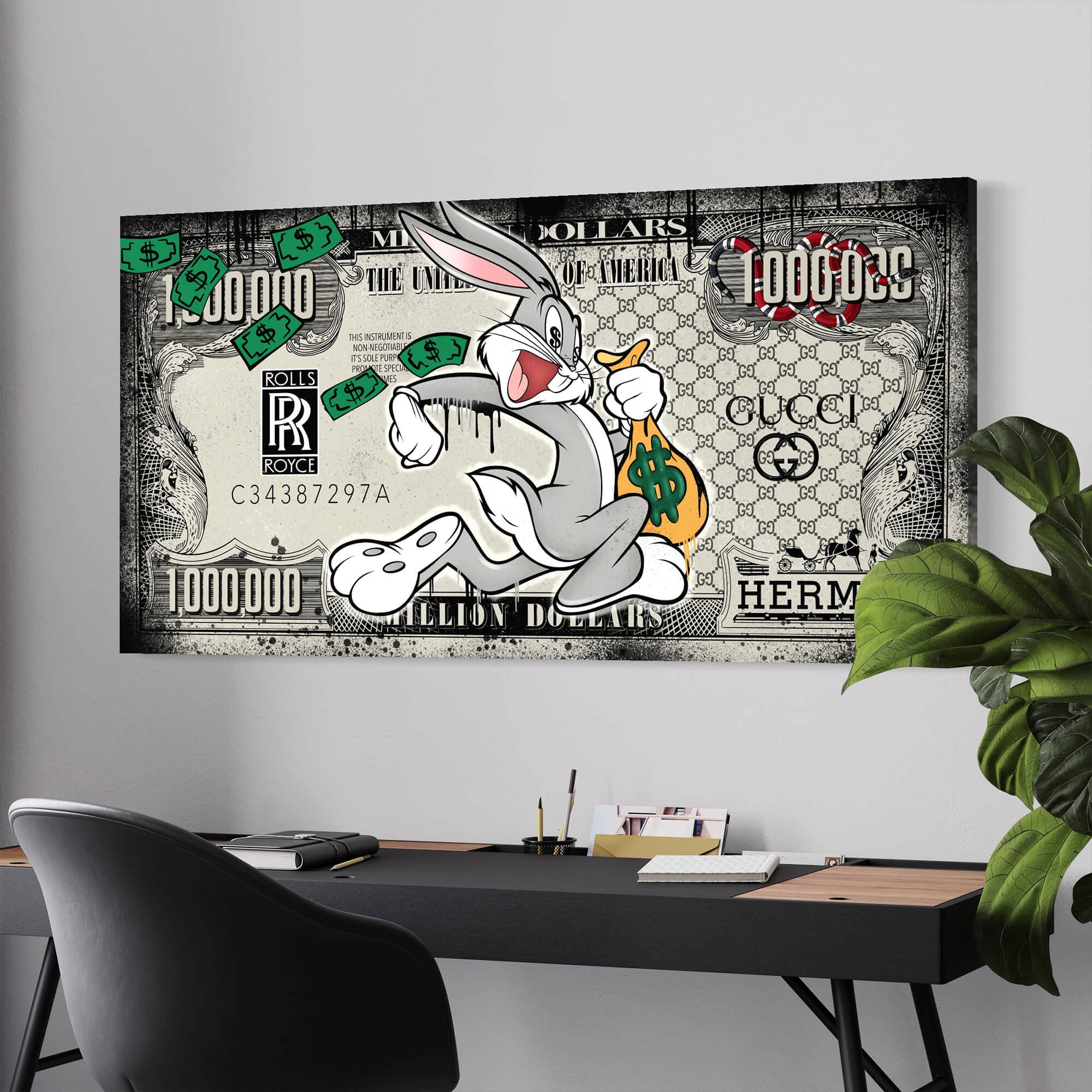 Bugs Bunny Dollar Canvas Print