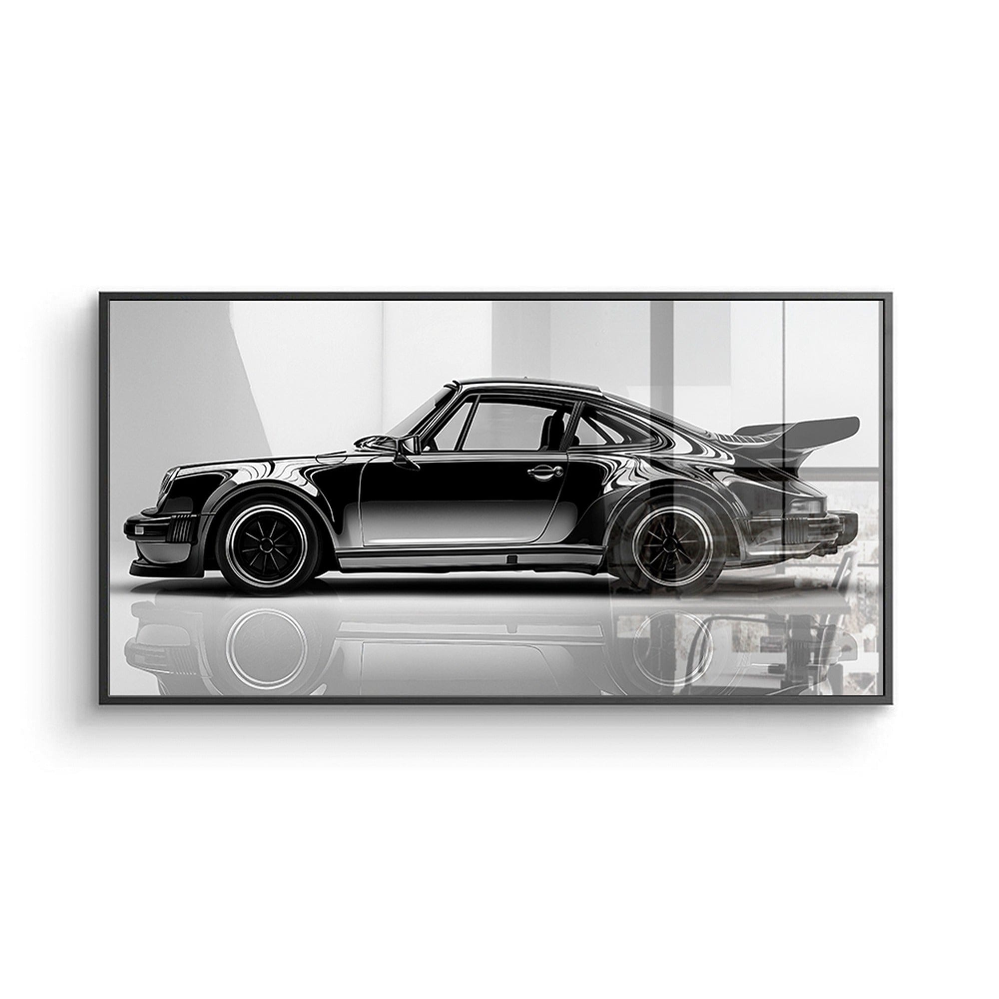 Close up detail of black Porsche 911 sports car canvas print