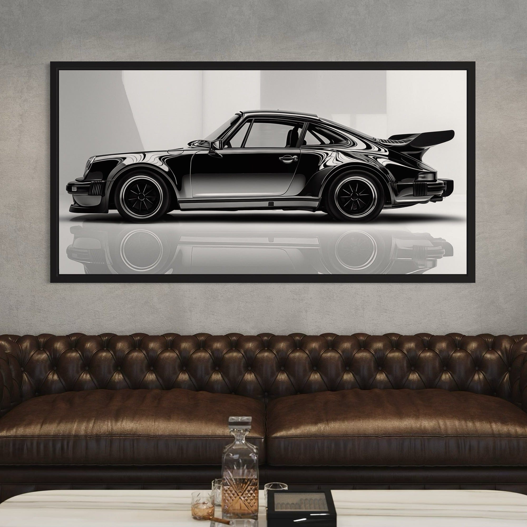 Хромиран Porsche 911 – Черен спортен автомобил <tc>платно за стена</tc>