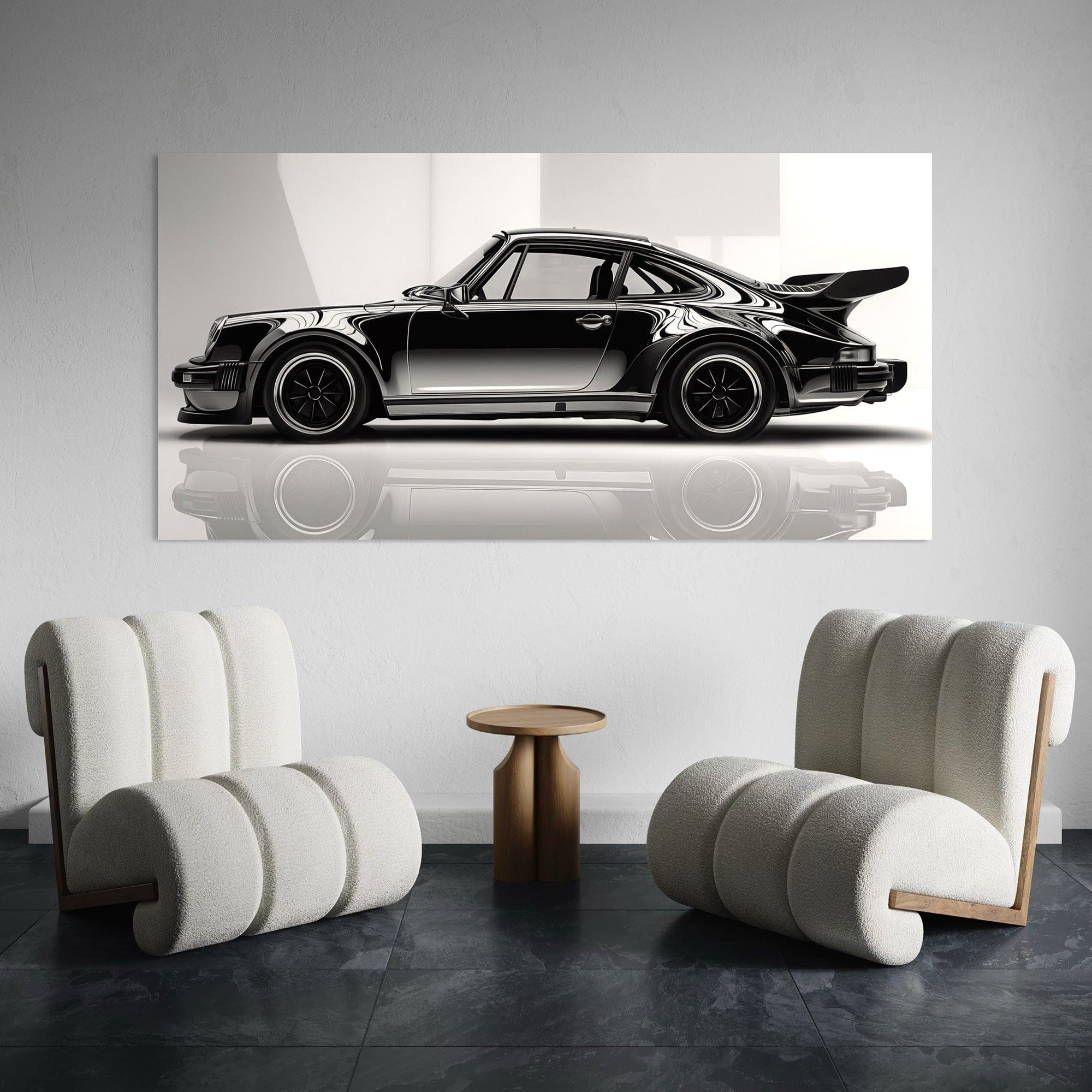 Хромиран Porsche 911 – Черен спортен автомобил <tc>платно за стена</tc>