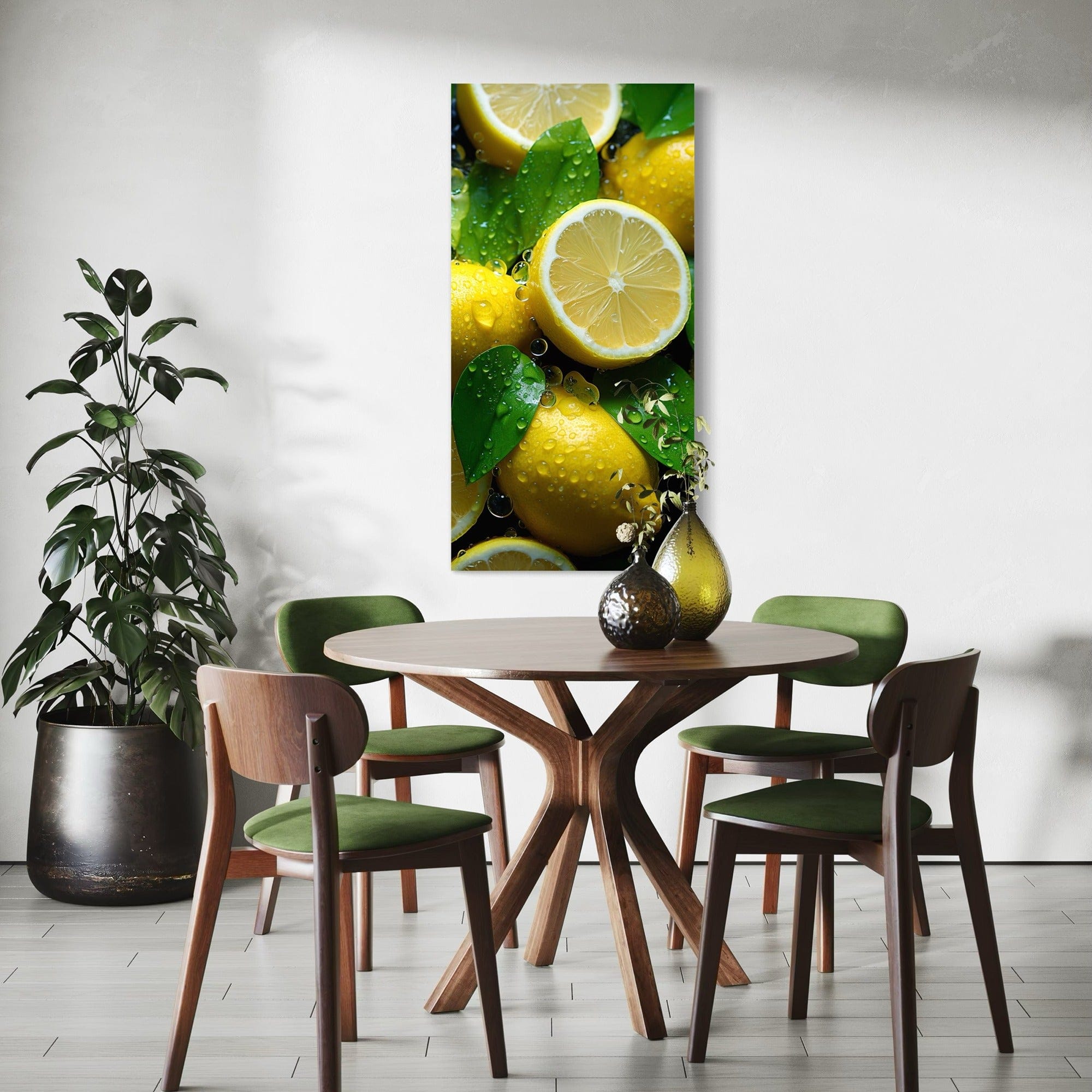 Citrus lemon slice with water drops poster