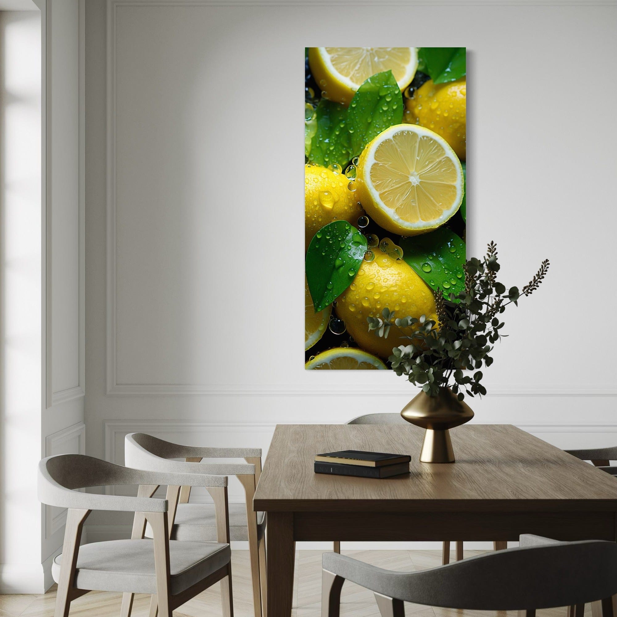 Vibrant yellow lemons kitchen decor canvas