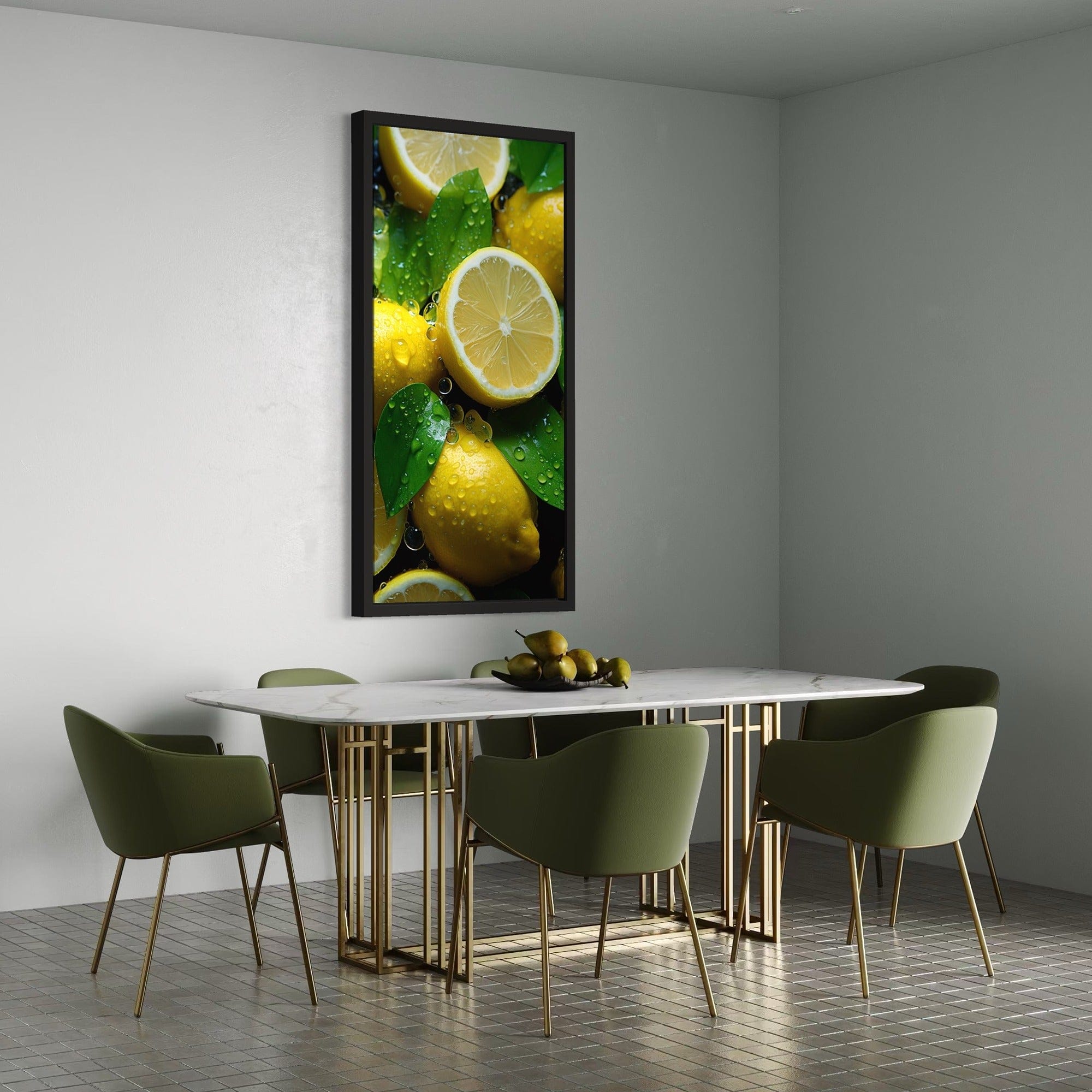 Botanical lemon leaves modern kitchen art