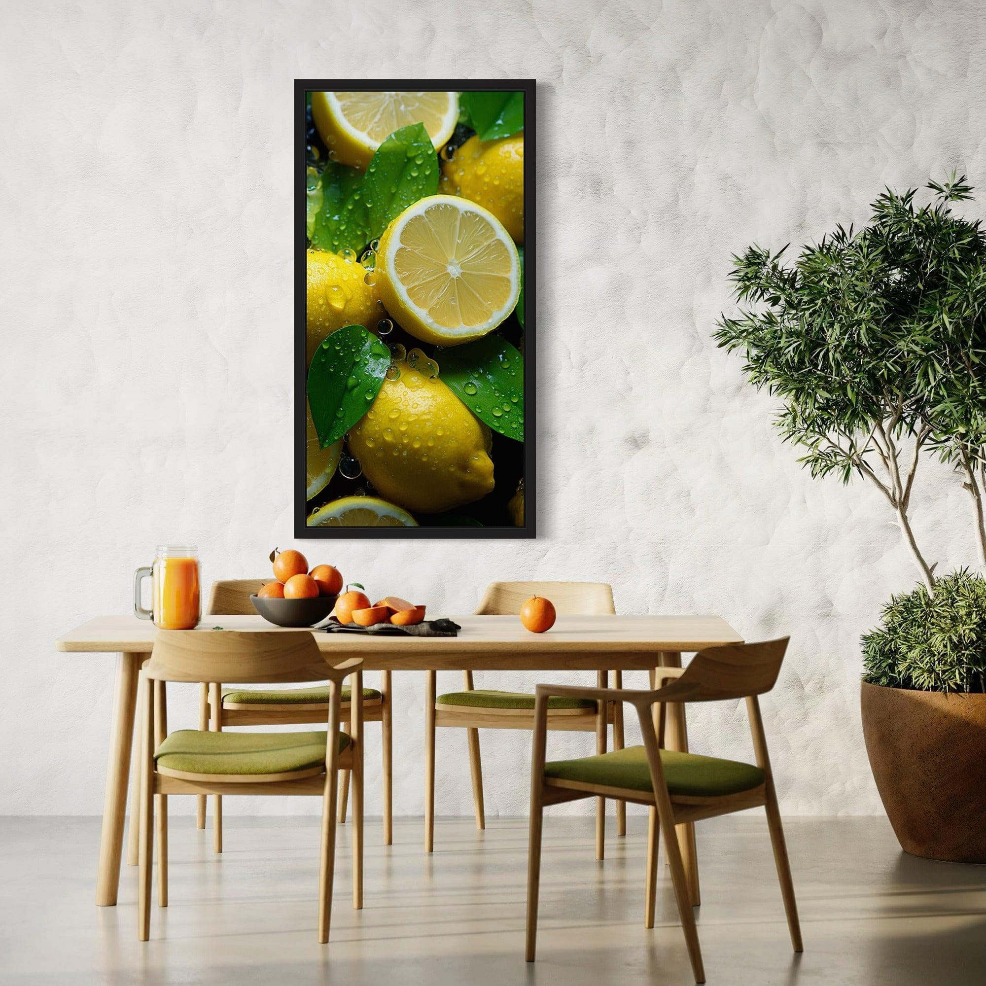 Bright lemons and green leaves canvas print