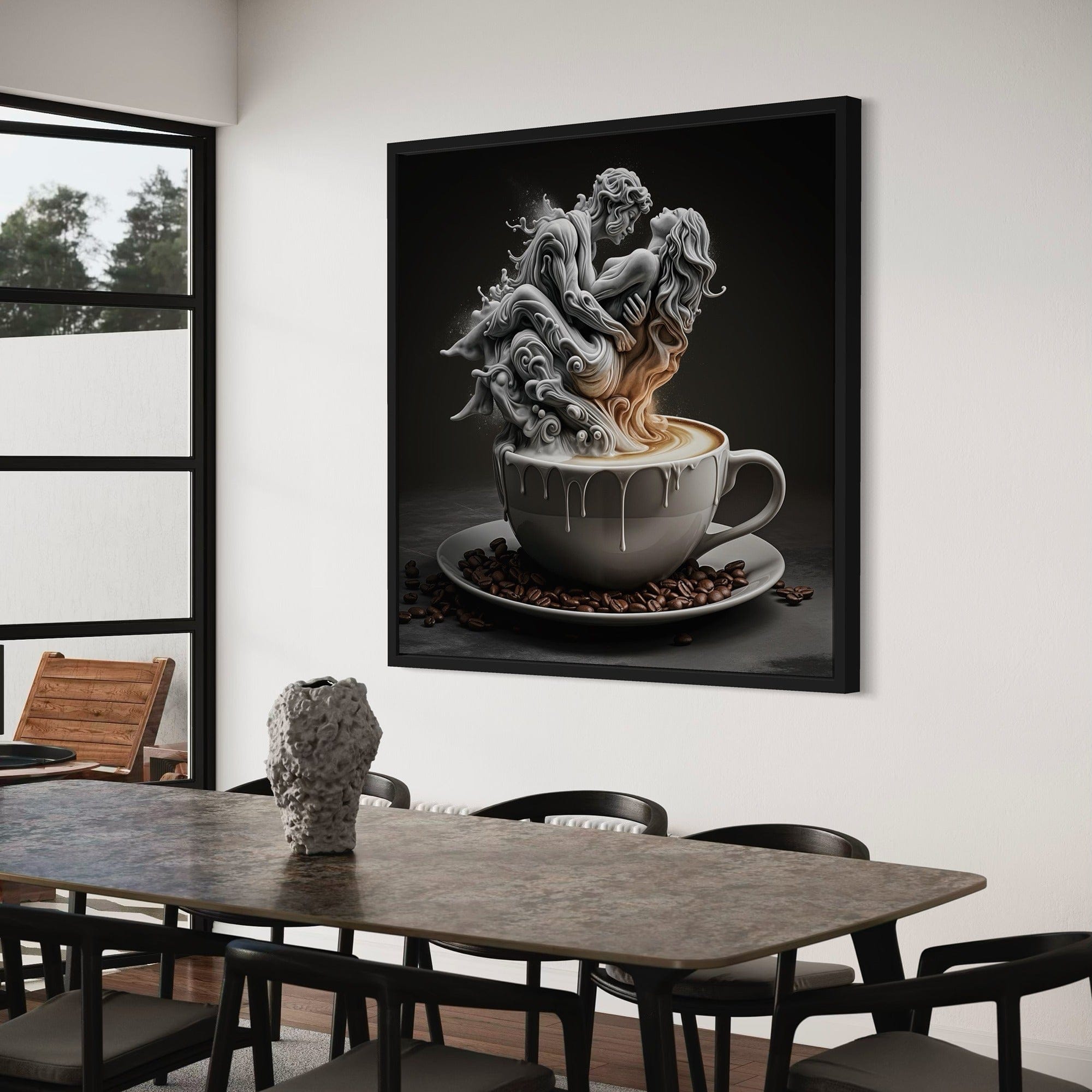 Horizontal mockup variant of coffee lovers latte art print