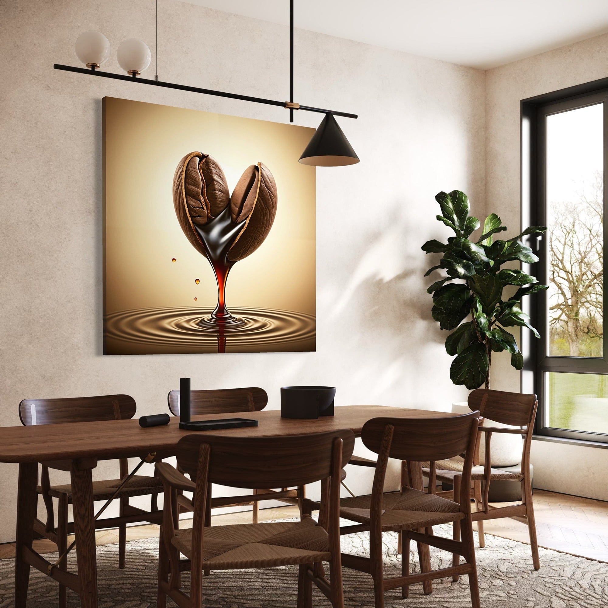 Coffee Essence – Decorazione da parete su tela con chicchi di caffè