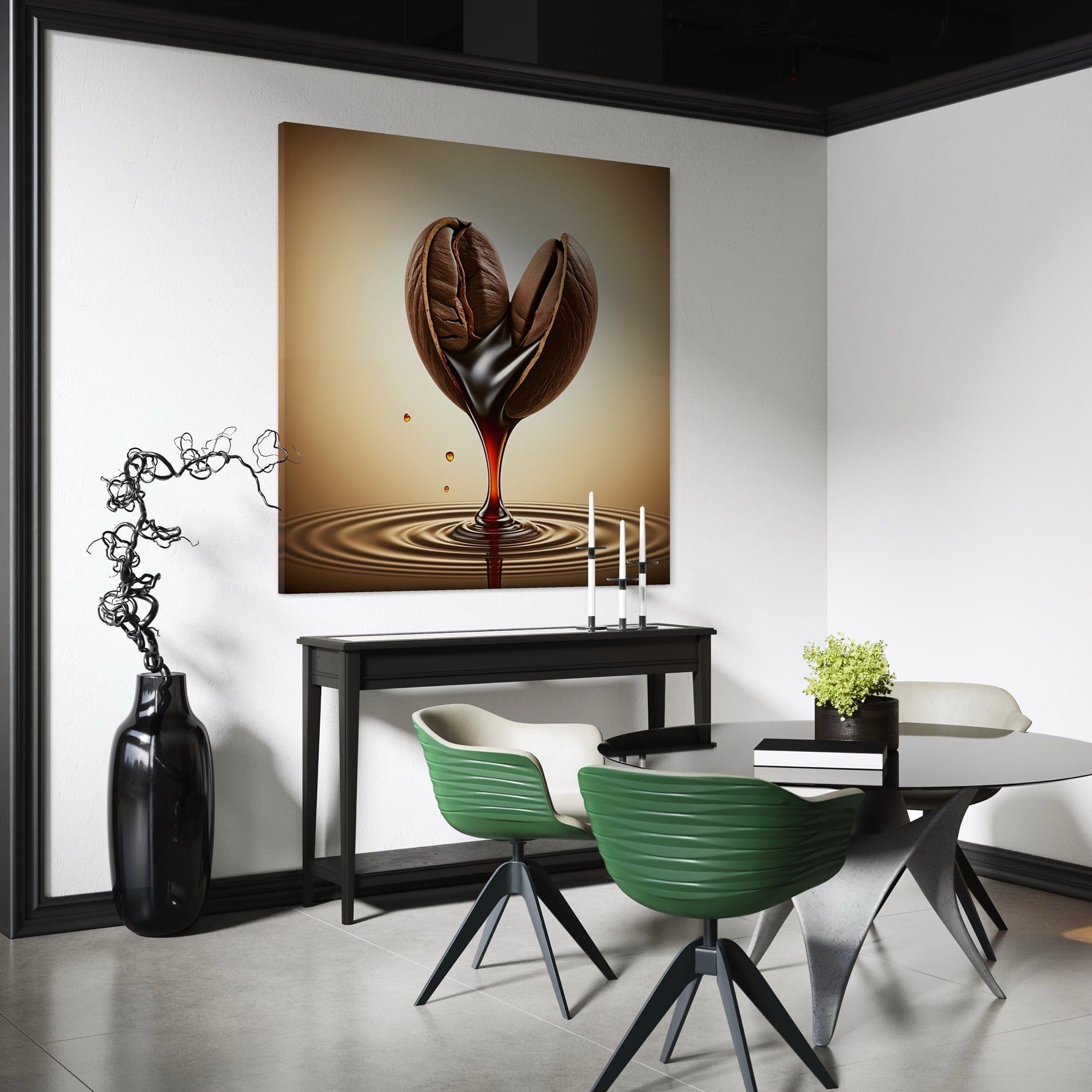 Coffee Essence – Decorazione da parete su tela con chicchi di caffè