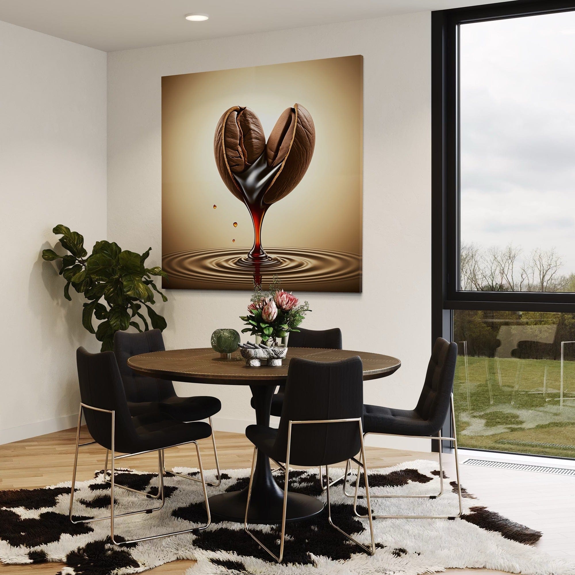 Coffee Essence – Decorazione da parete su tela con chicchi di caffè