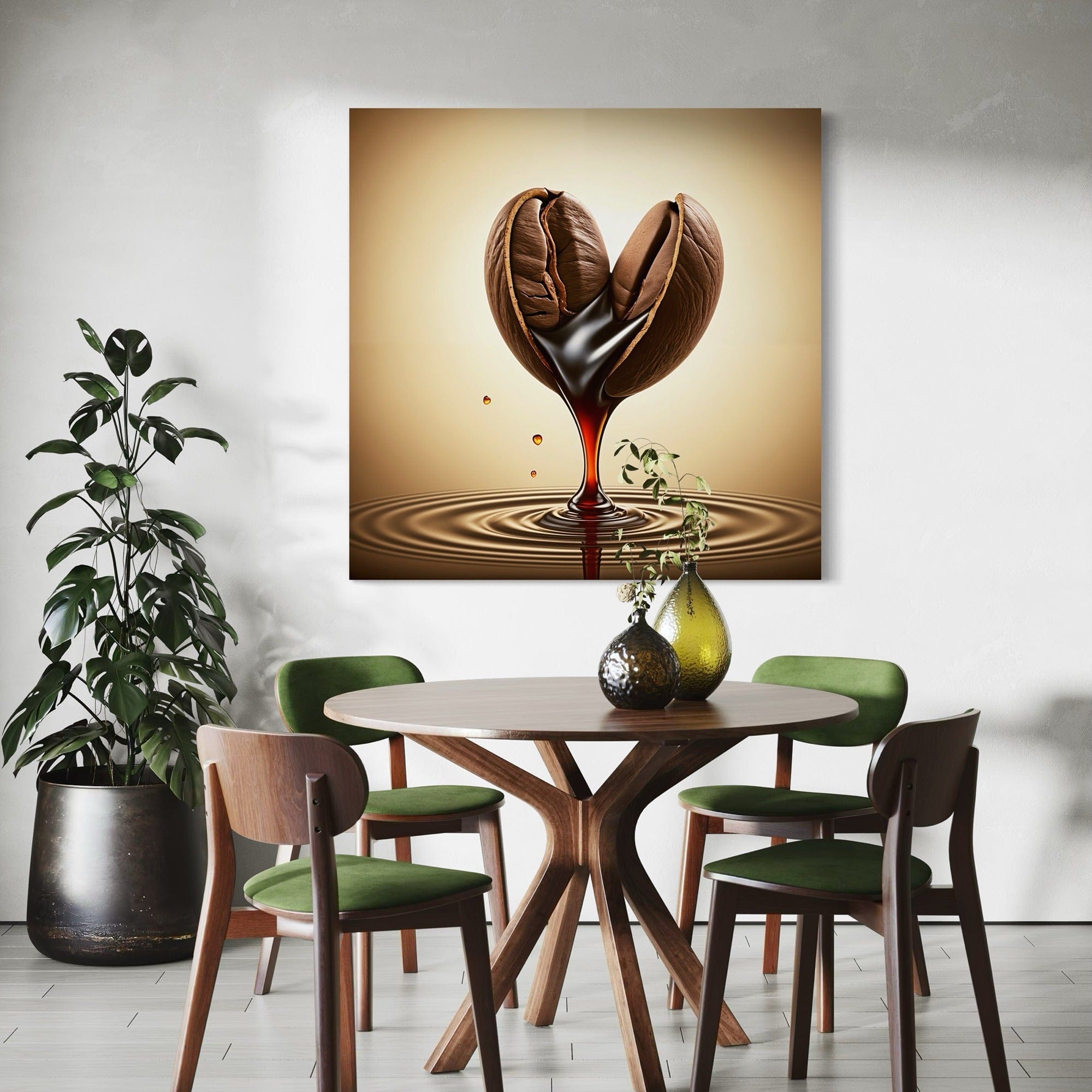 Coffee Essence – Decorazione da parete su tela con chicchi di caffè