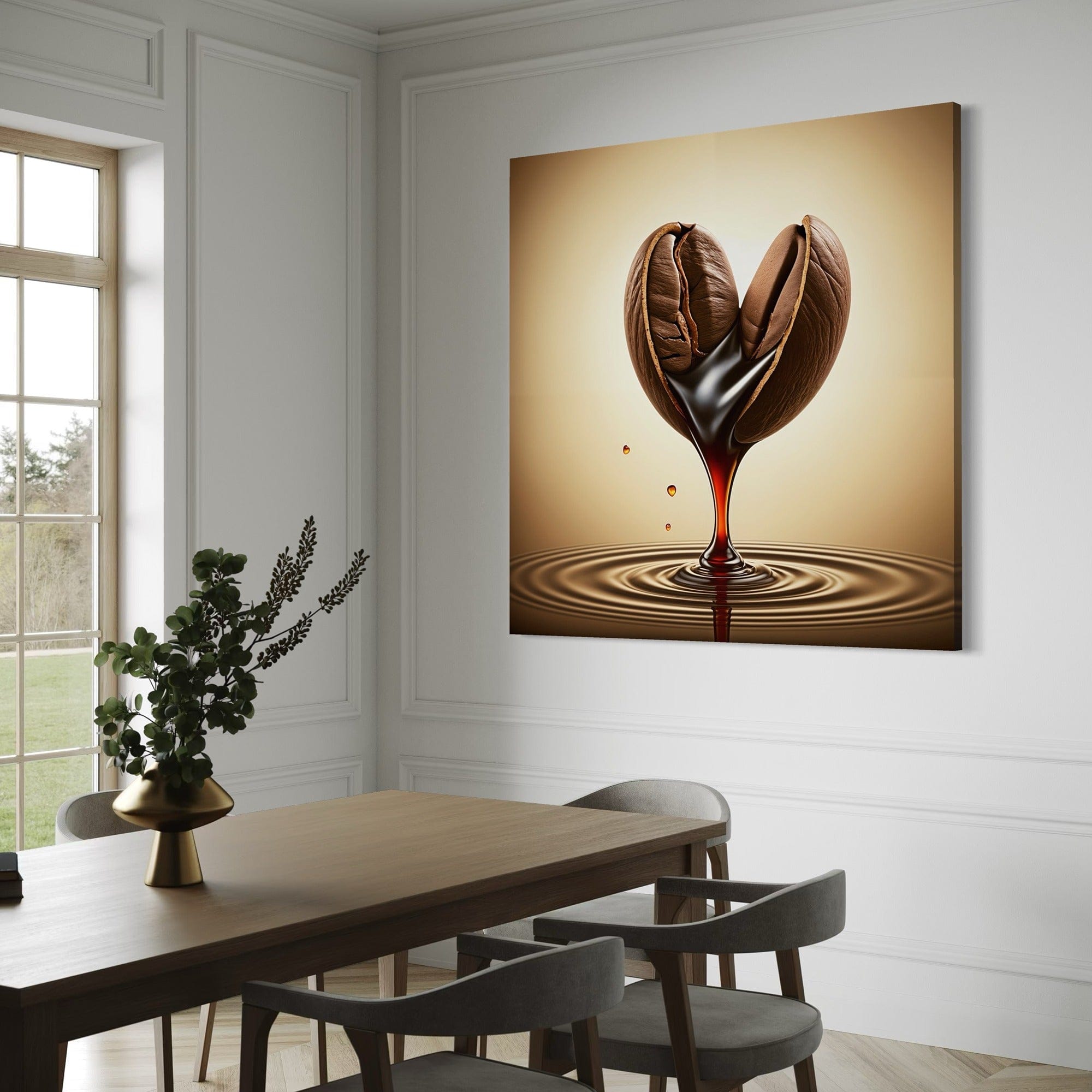Coffee Essence – Decorazione da parete su tela con chicchi di caffè