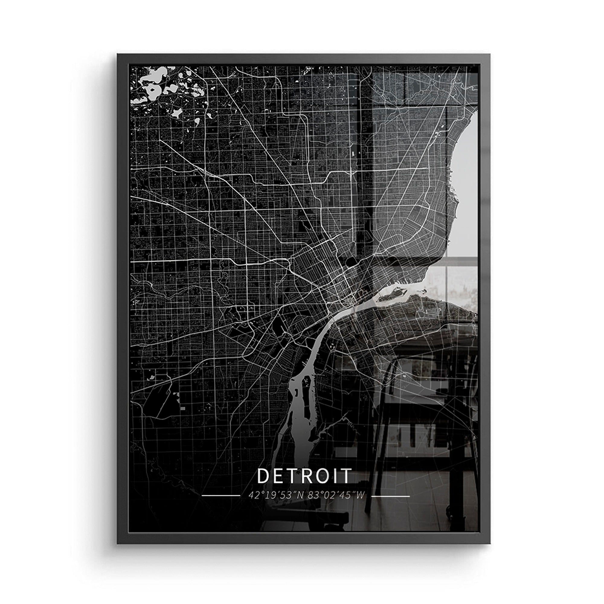 Detroit City Map Canvas