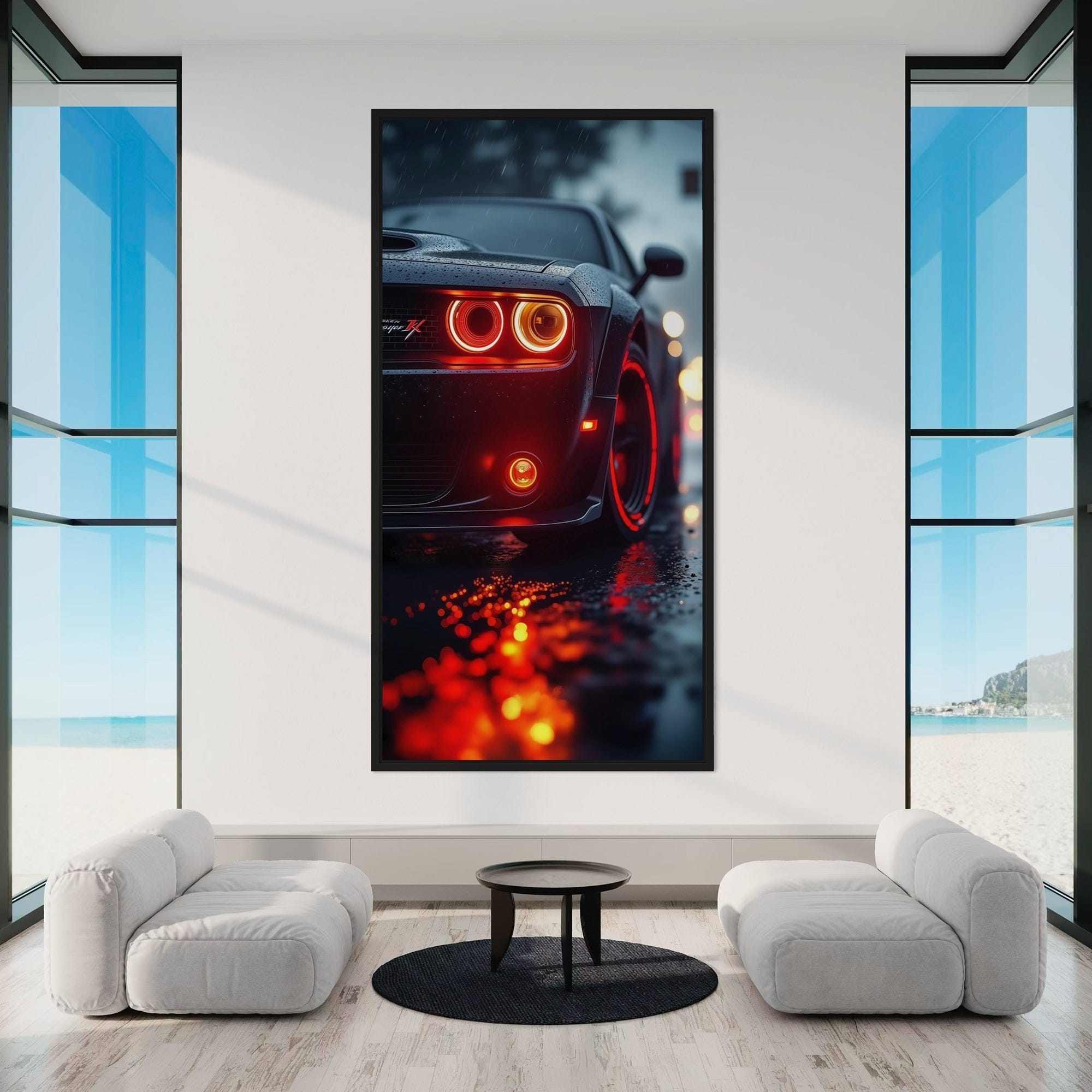 Seitenansicht mit umgeschlagenem Rand der Wanddekoration für Autos