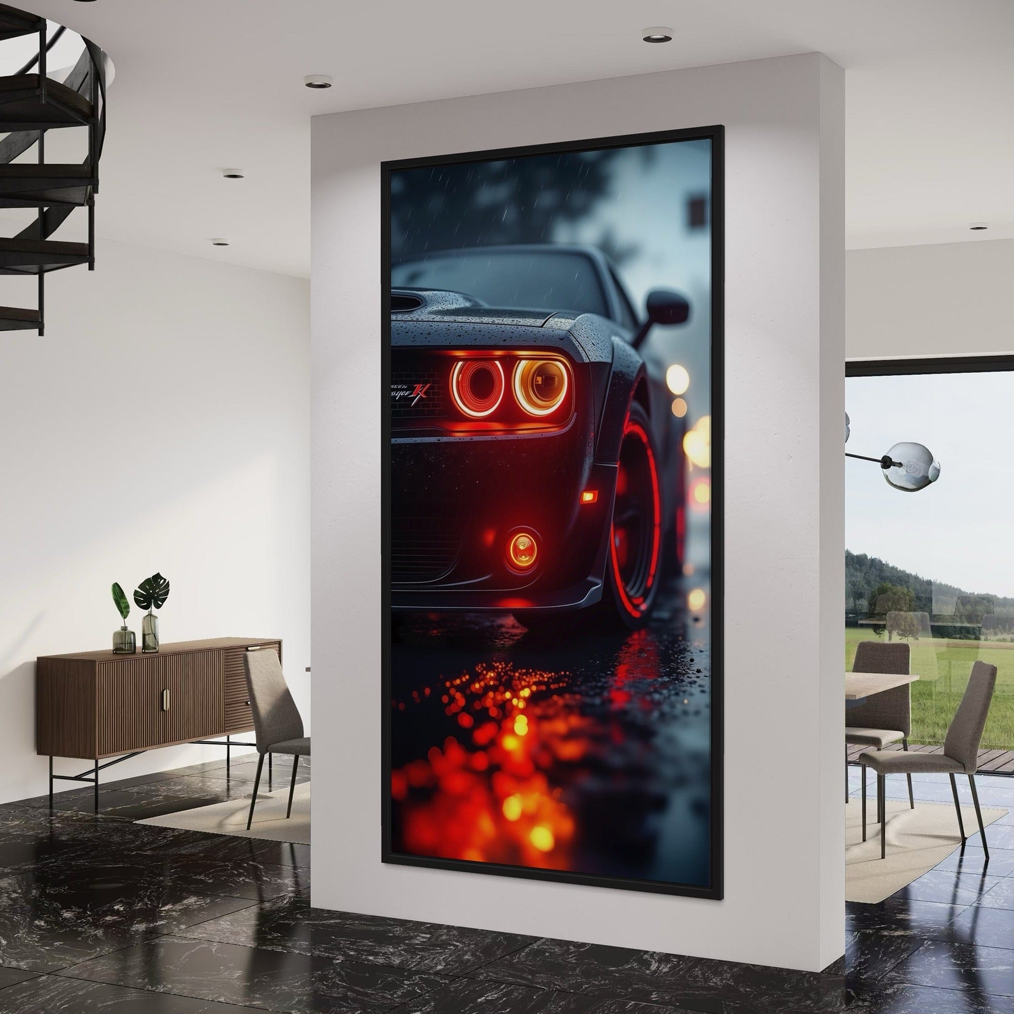 Eckdetail der gespannten Leinwand mit sauberer Falzverarbeitung