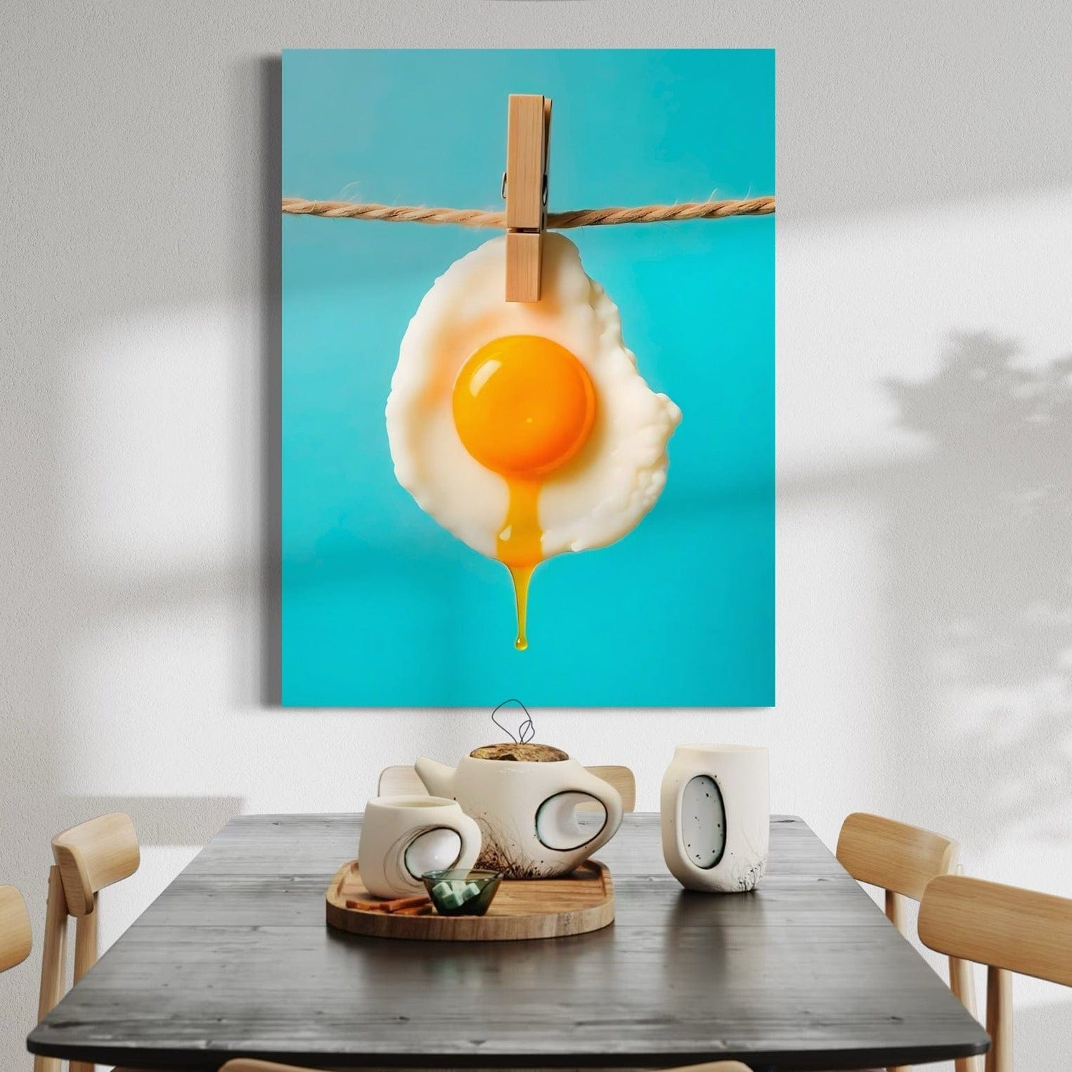 Fried egg wall art canvas for kitchen