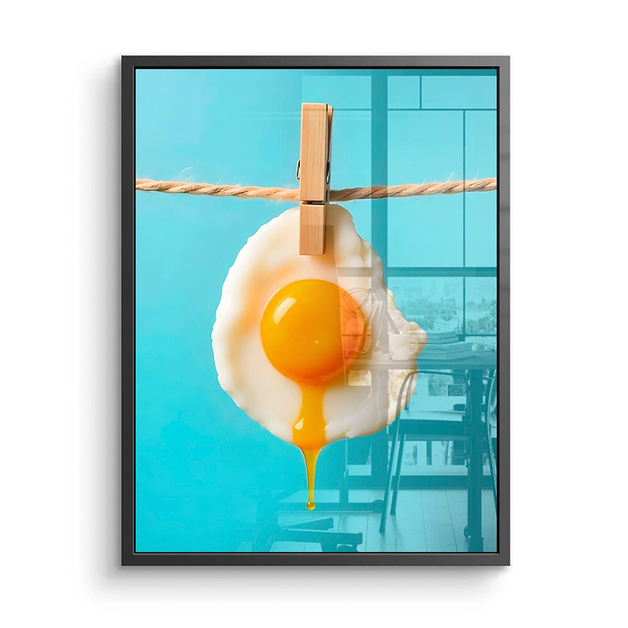 Turquoise background breakfast art print