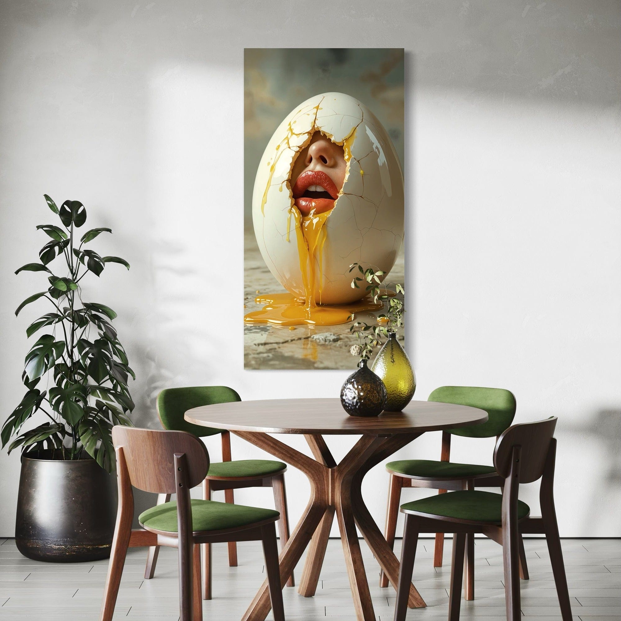 Artistic yolk drip contemporary kitchen decor