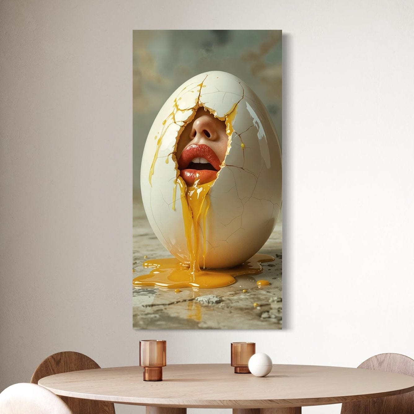 Surreal egg art canvas wall art