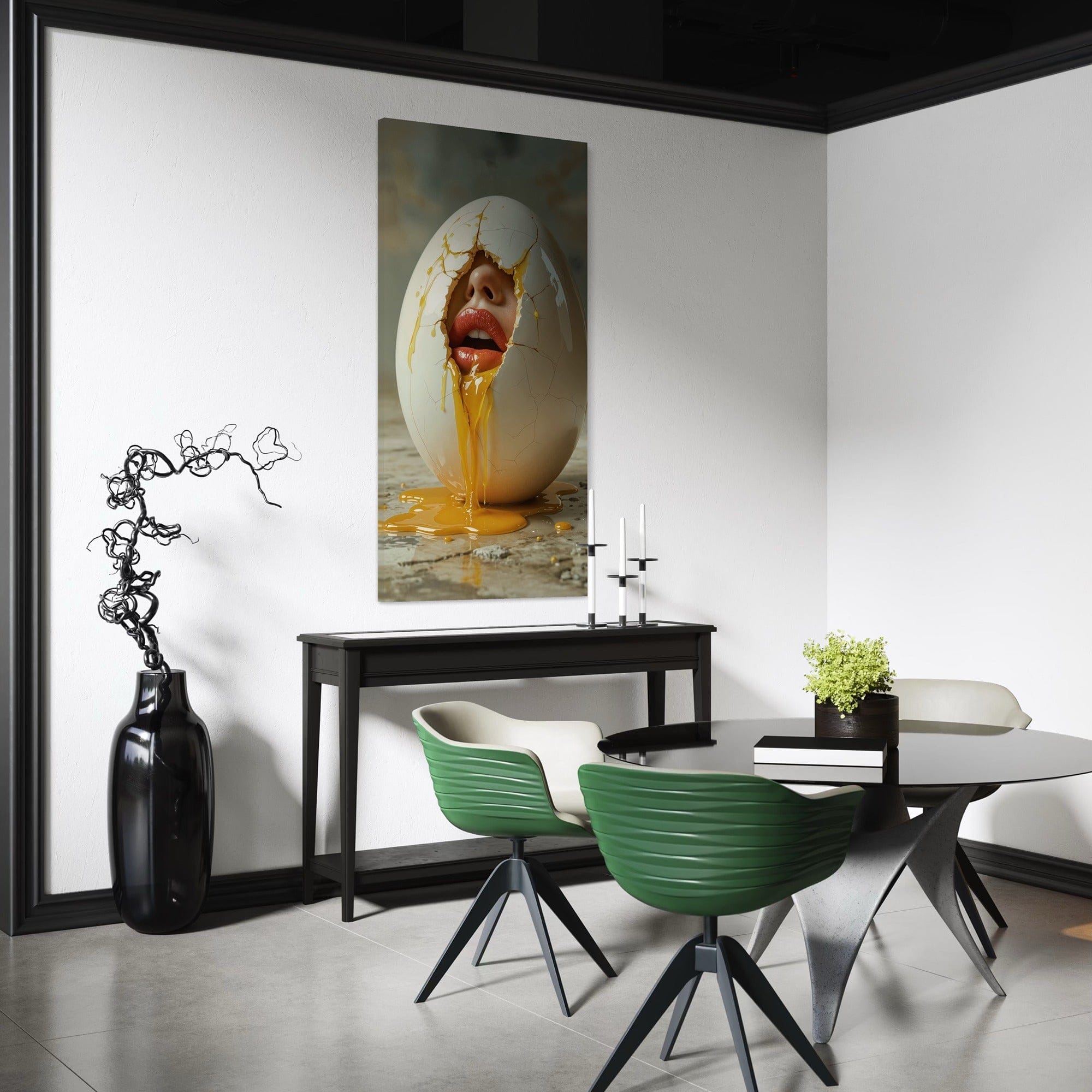 Modern abstract figurative egg artwork